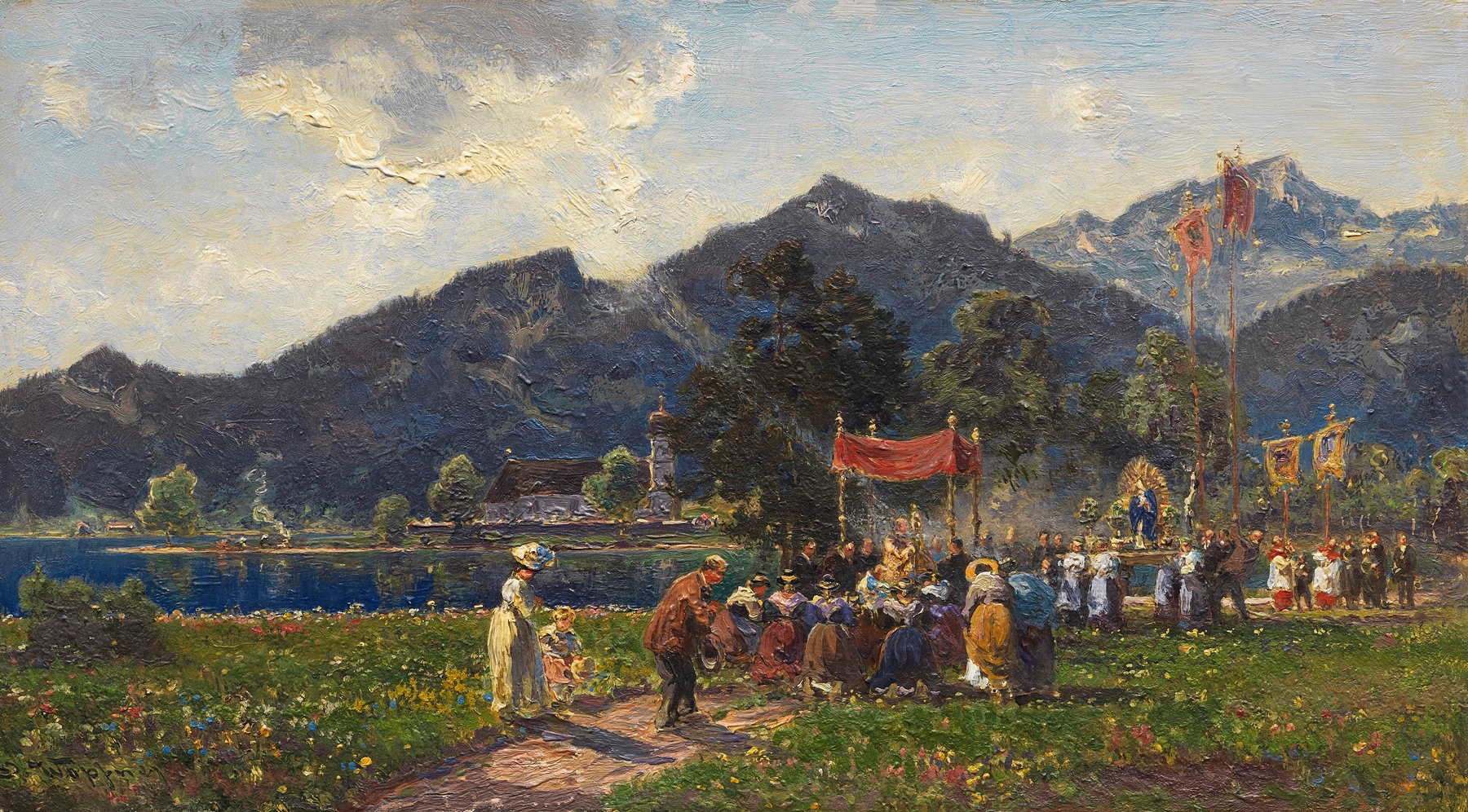 Prozession am Walchensee, by Joseph Wopfner, public domain