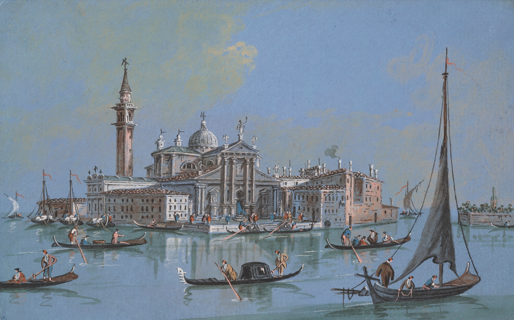 A view of San Giorgio Maggiore from the Bacino of San Marco, Venice, by Giacomo Guardi, public domain