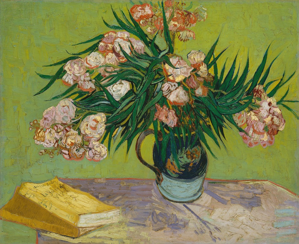 Vincent van Gogh's 'Oleanders' features vibrant flowers in a lush setting.