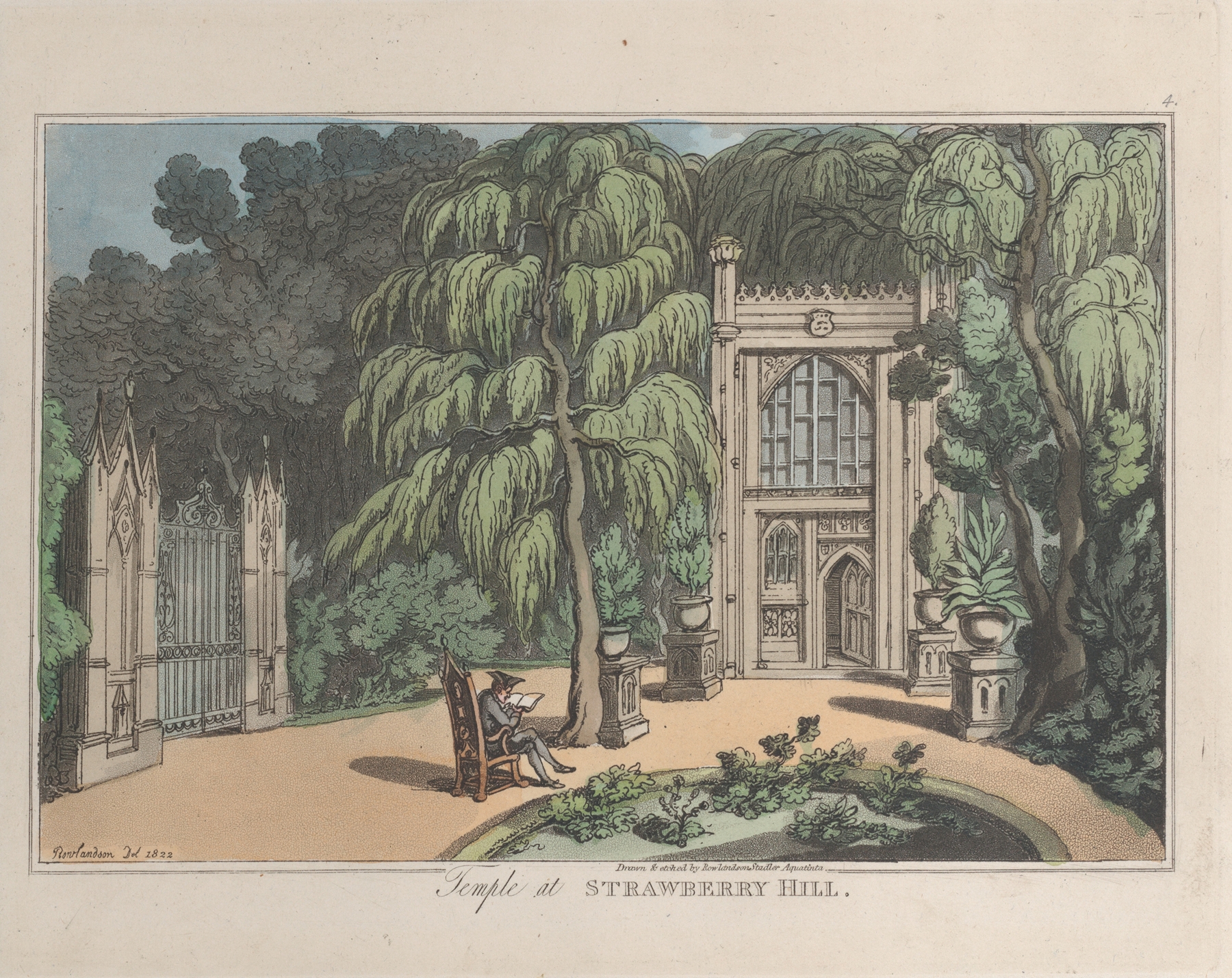 Temple at Strawberry Hill, by Thomas Rowlandson, public domain