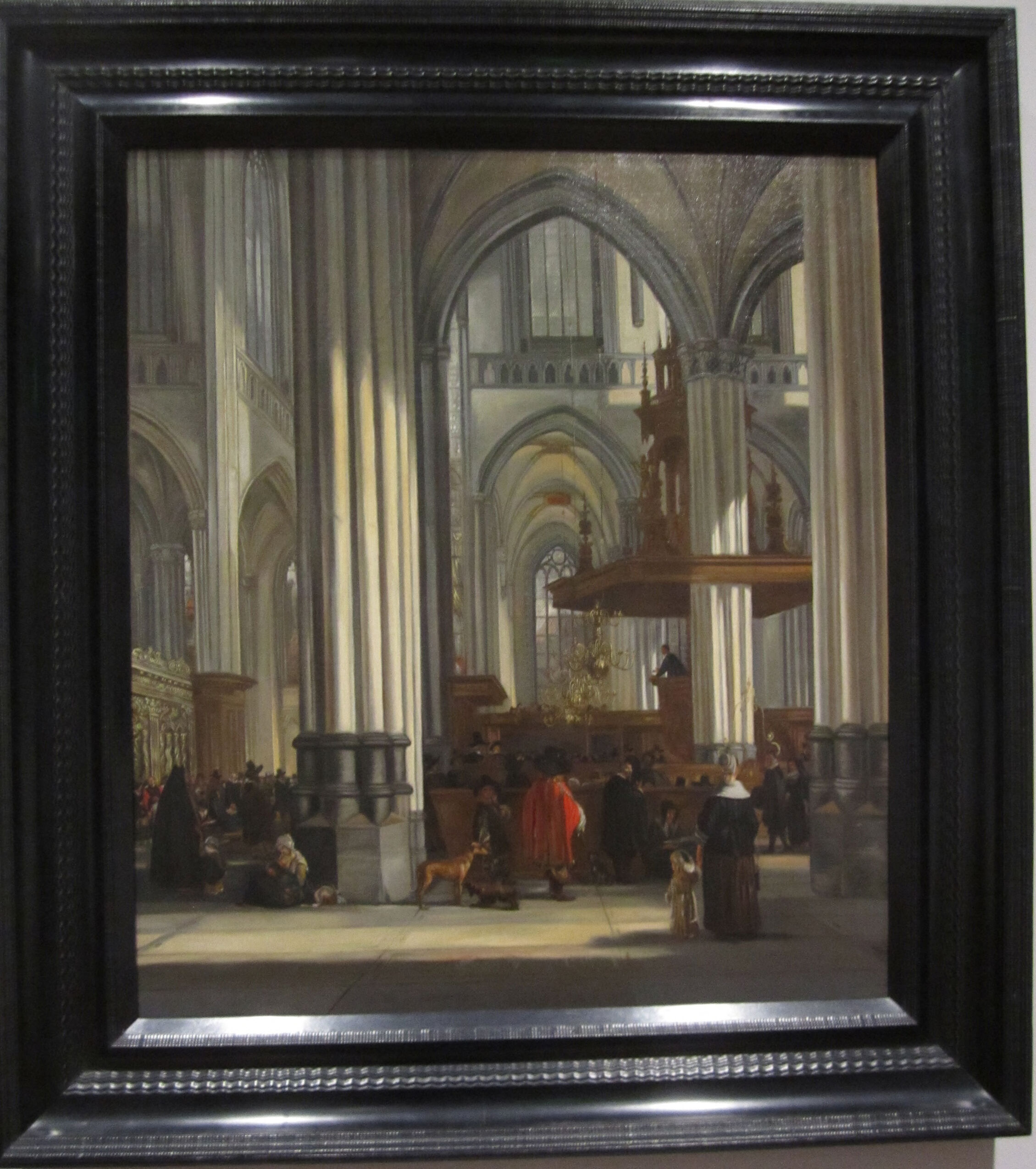 The Interior of the Nieuwe Kerk, Amsterdam, with a Sermon in Progress, by Emanuel de Witte, public domain