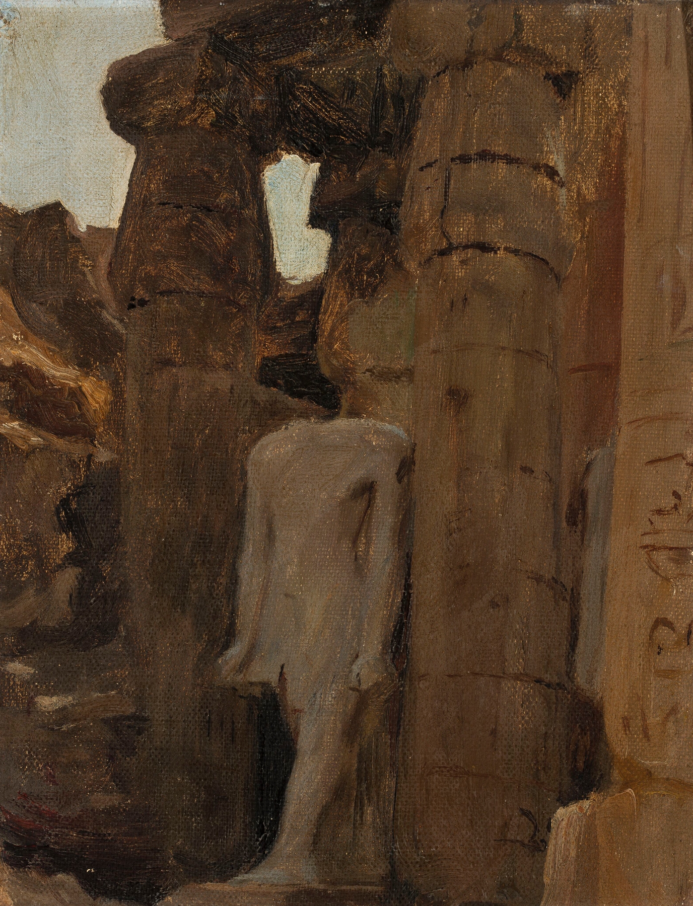 Fragment of a temple in Luxor by Jan Ciągliński, depicting ancient columns in an architectural scene