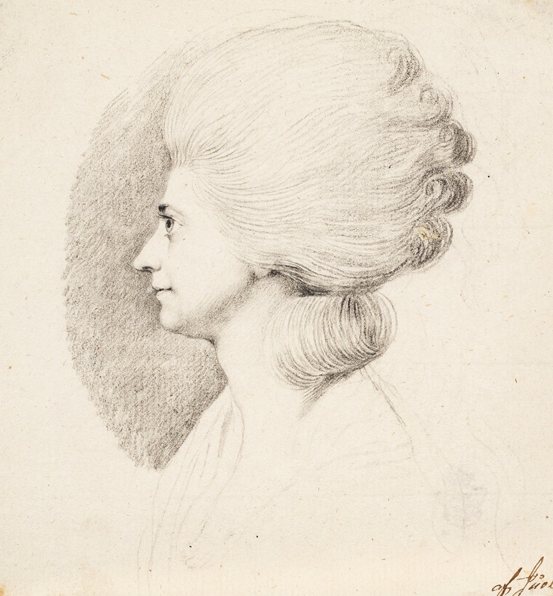 A portrait of Mme. Frydendahl by Jens Juel, showcasing her profile.