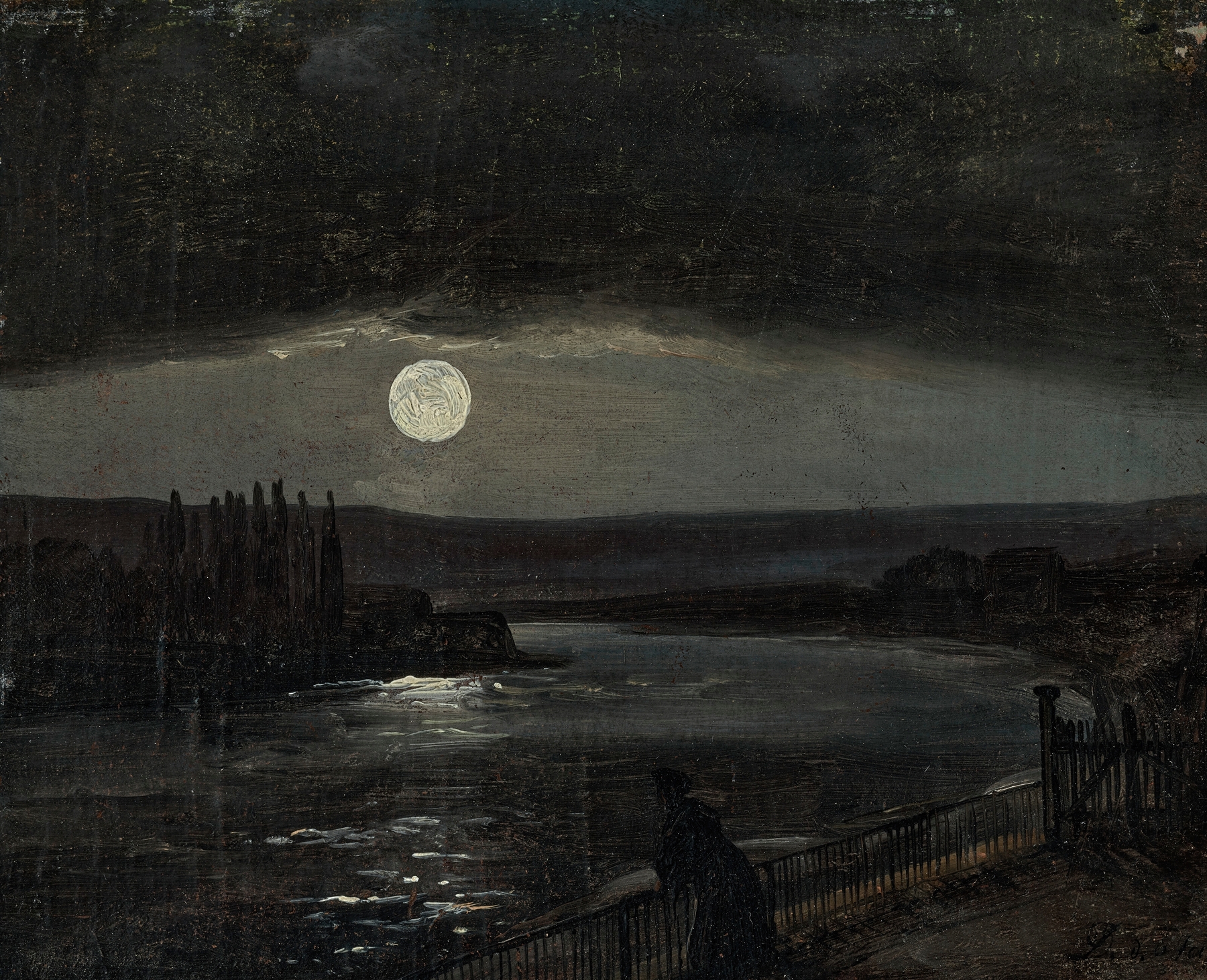 Moonlight over the Brühlsche Terrasse, oil on canvas by Johan Christian Dahl