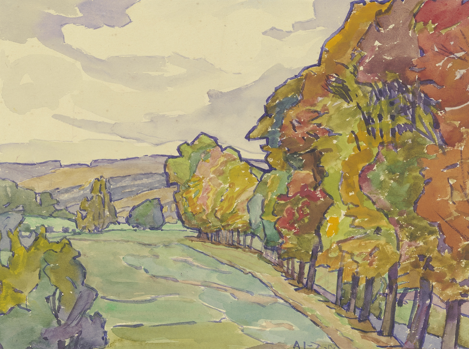 Country road in Hersfeld by Agnes Langenbeck-Zachariae, impressionism, landscape