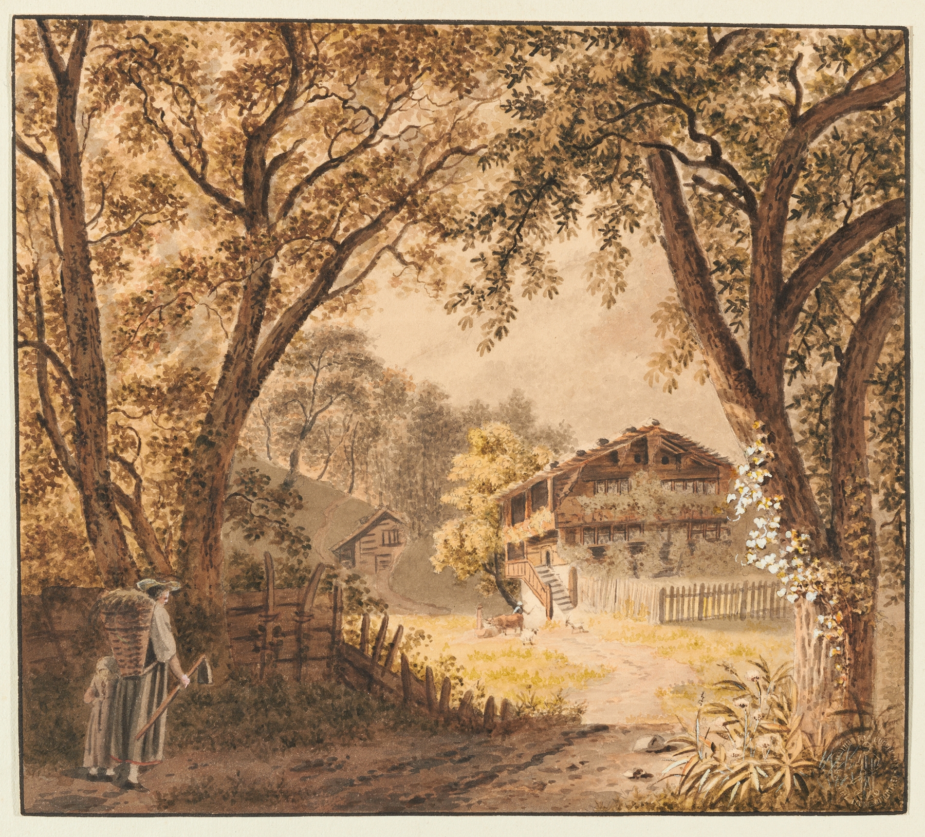 Bauernhaus im Berner Oberland, by Franz Niklaus König, public domain