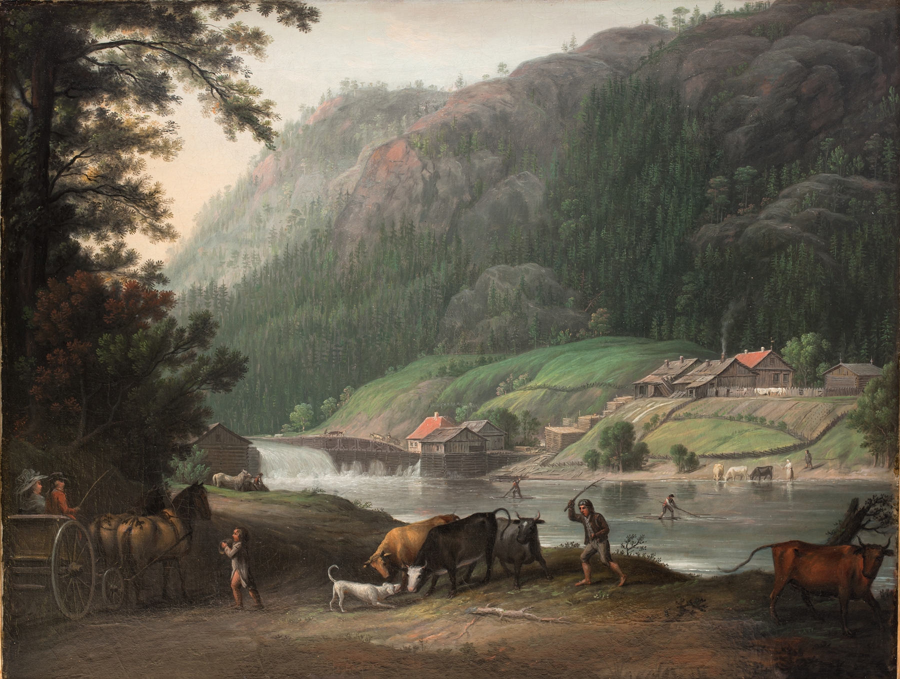 Landscape of Tistedalen ved Frederikshald i Norge by Erik Pauelsen, oil painting