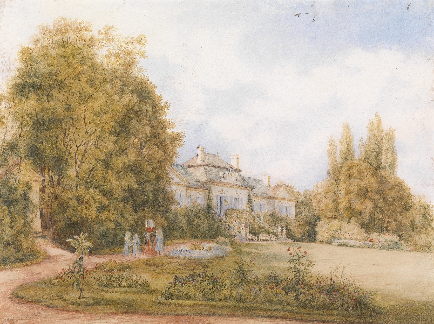 Landscape featuring a castle surrounded by greenery, oil painting by Franz Alt