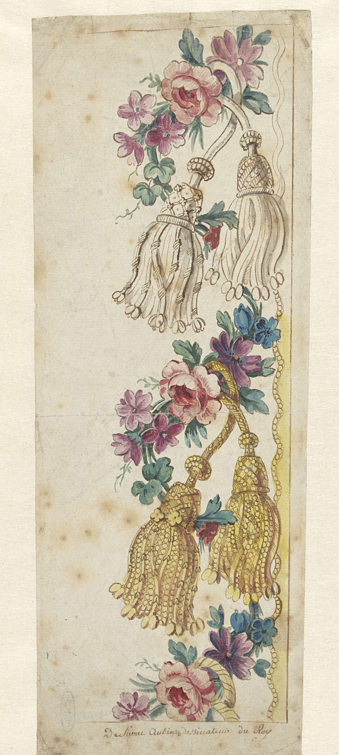Design for an Embroidered Border by Charles Germain de Saint-Aubin, ink on paper