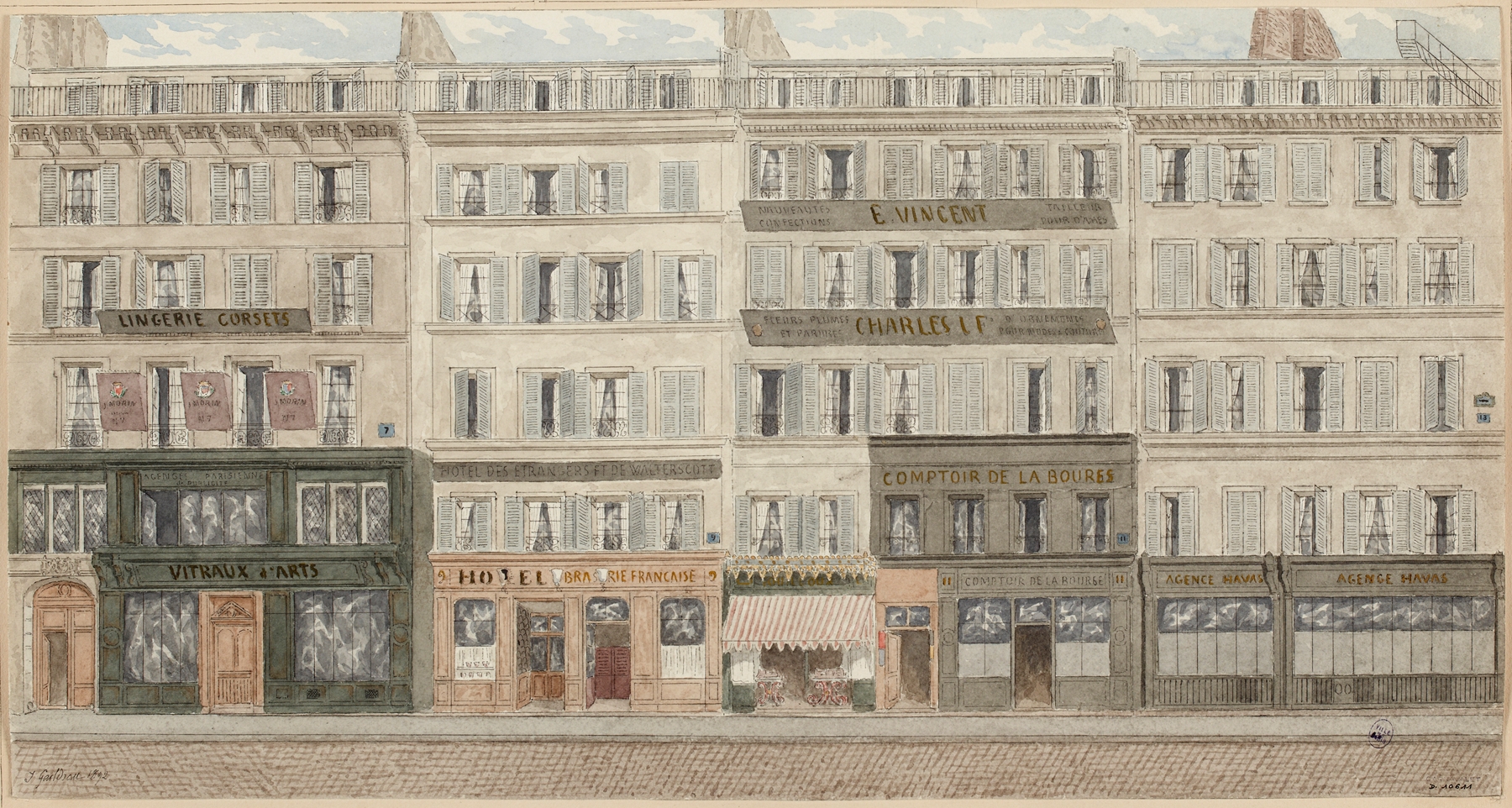 Oil on canvas by Jules Gaildrau depicting Rue Léon-Cladel with sunlight on buildings.