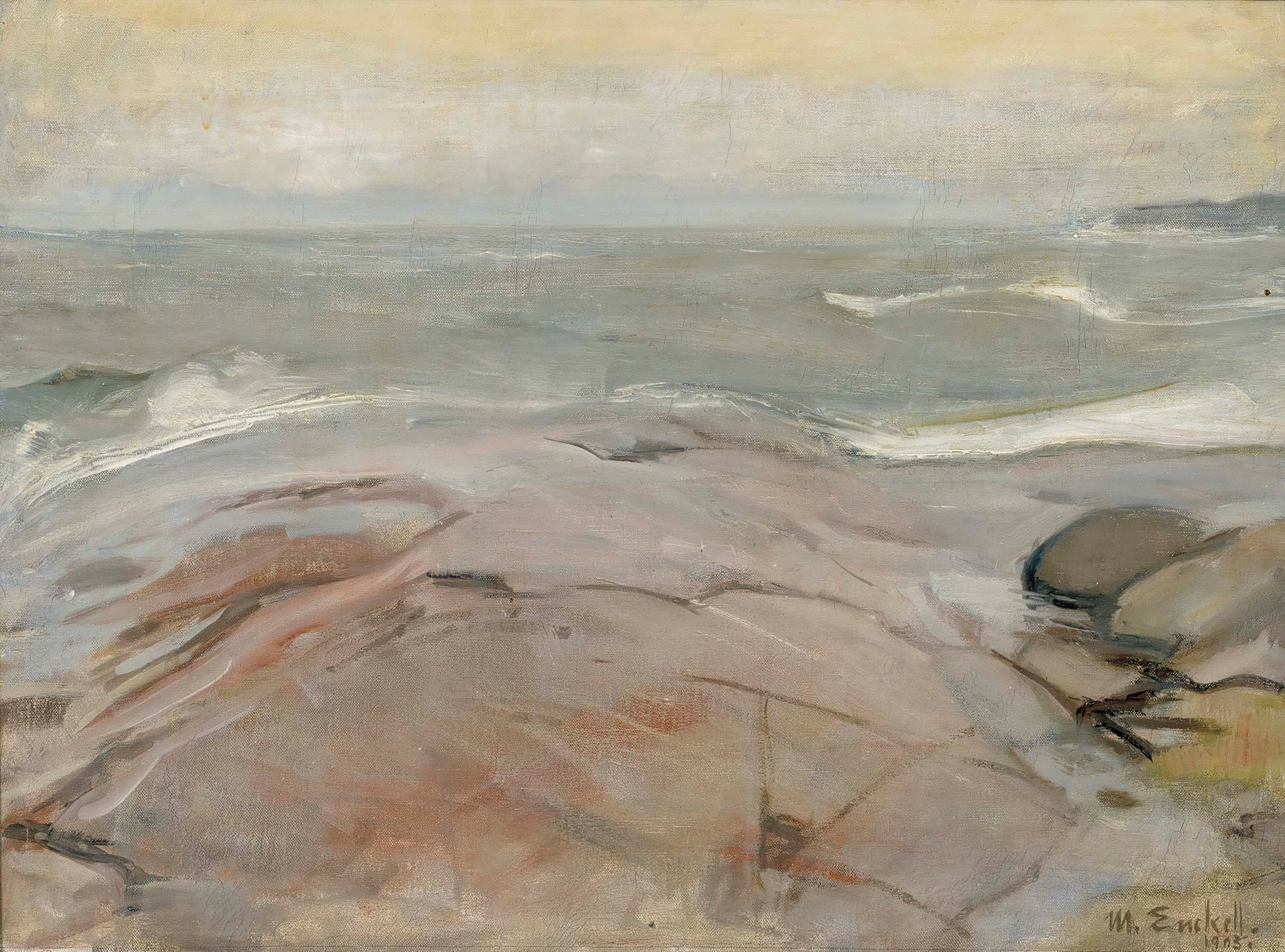 Seaside landscape oil painting by Magnus Enckell depicting a tranquil shoreline
