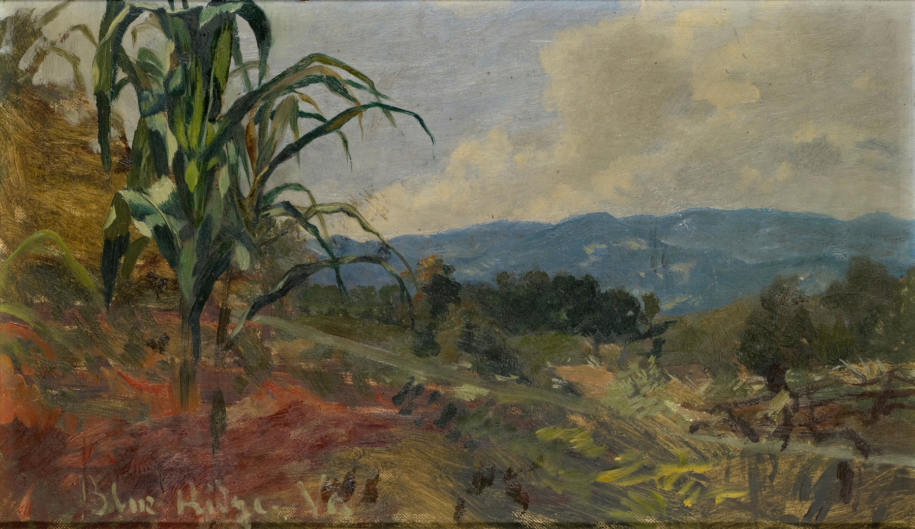 Landscape with Giant Corn in the Foreground, oil painting by Frank Buchser