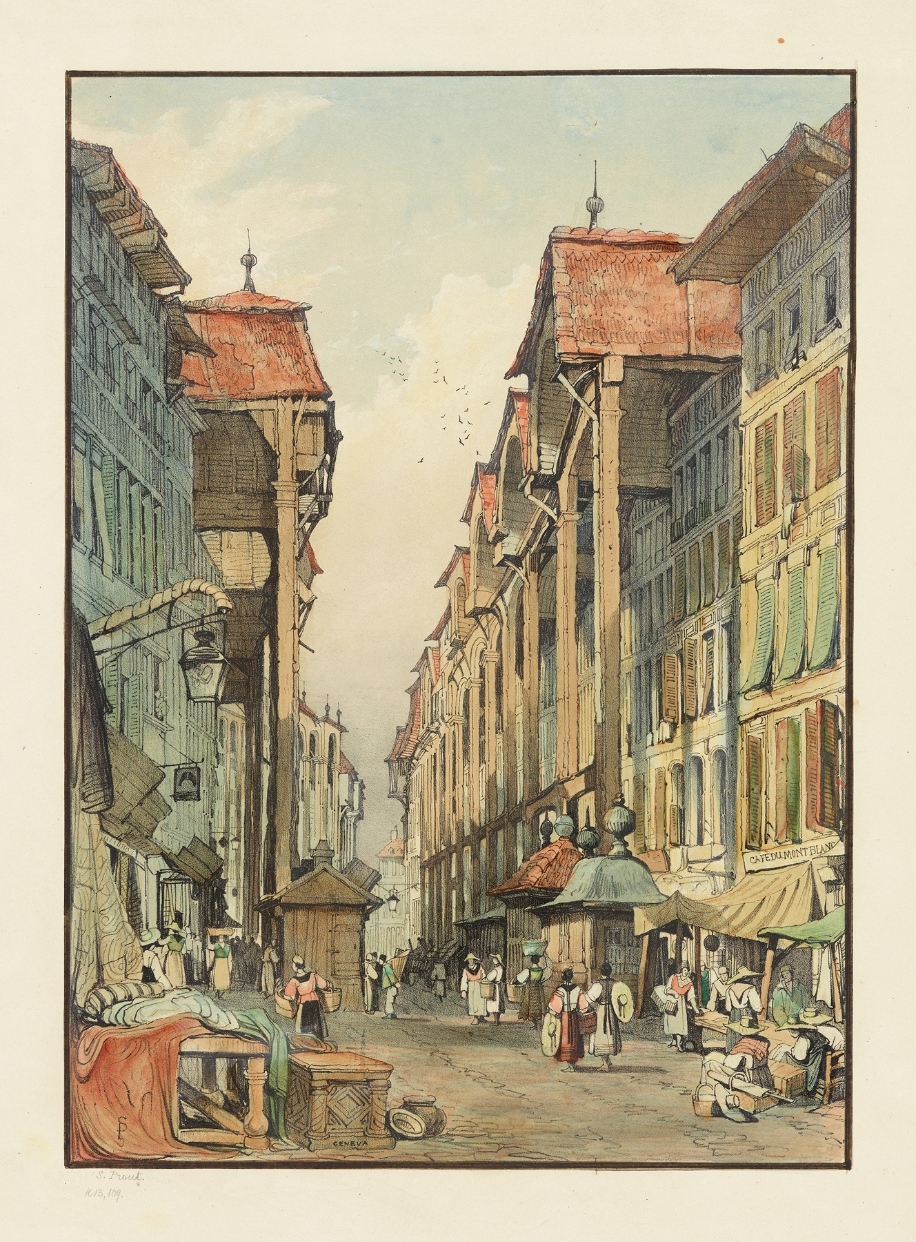 Street Scene Geneva., by Samuel Prout, public domain