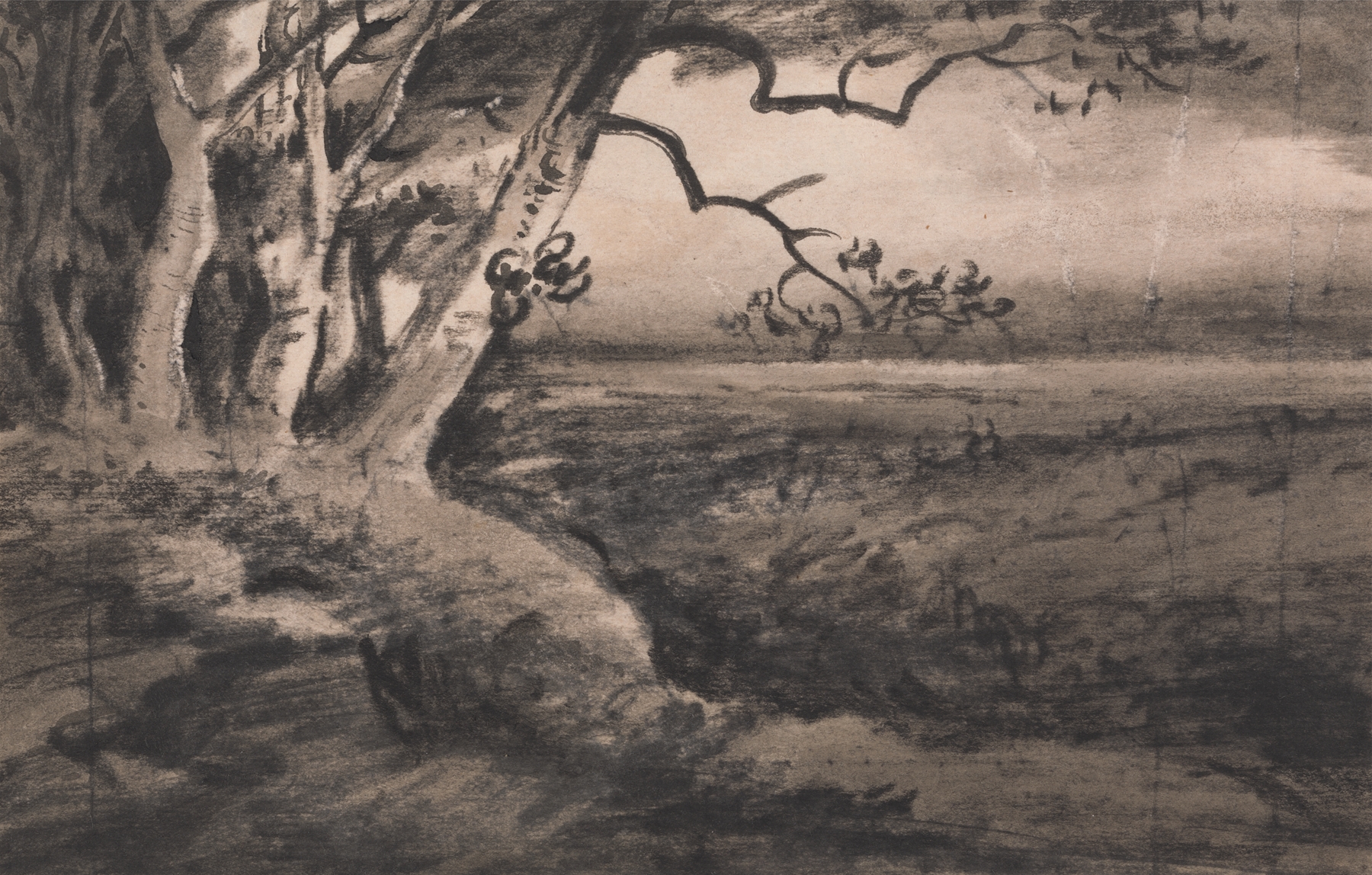 Landscape by Dr. Thomas Monro, oil on canvas depicting gentle hills and serene nature.