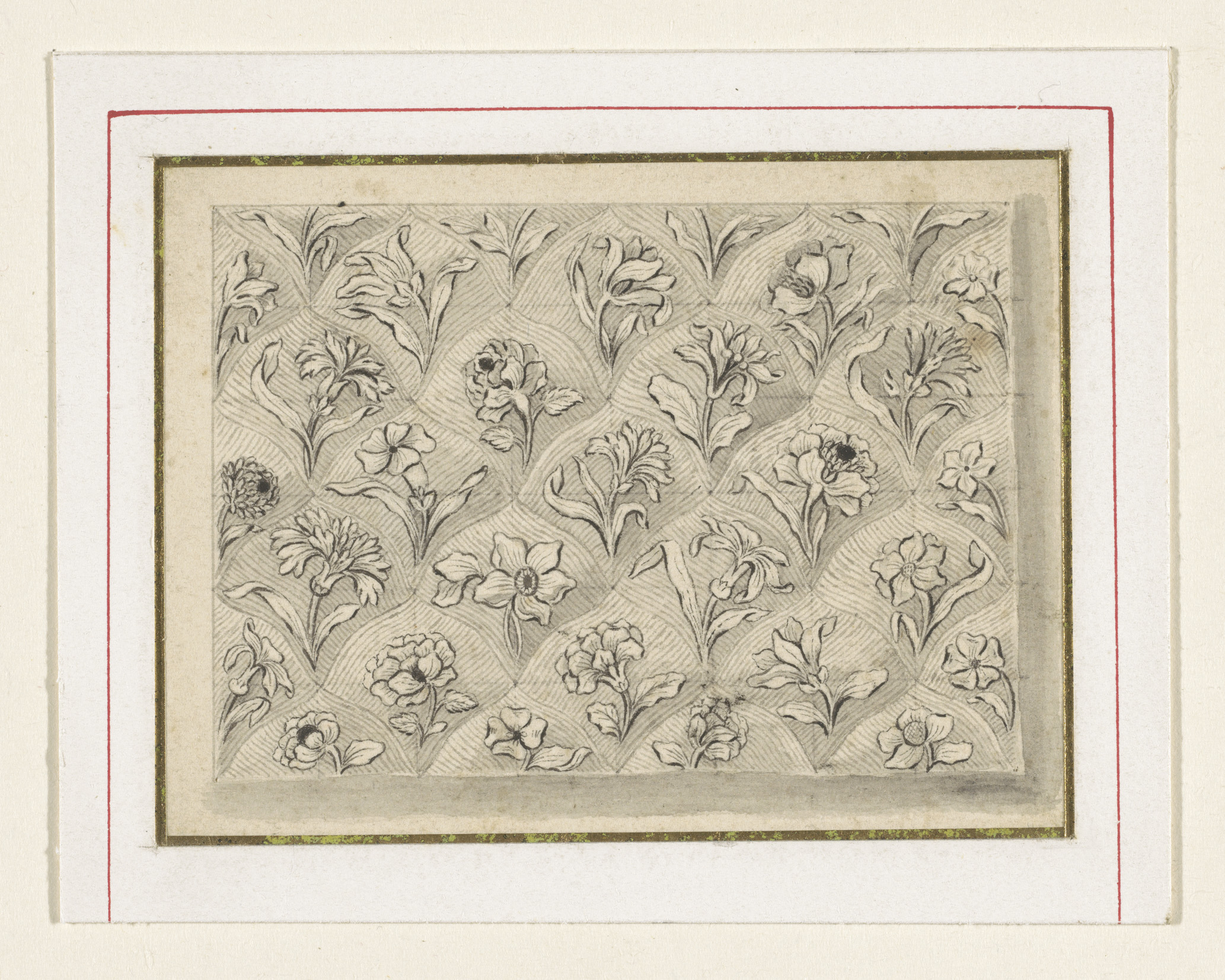 Botanical oil painting by Jacques Vauquer featuring geometric flowers