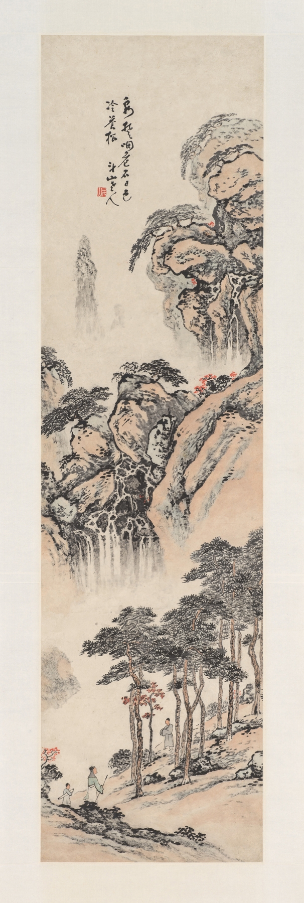 Chinese Traditional landscape by Li Kui, featuring rolling hills and a luminous sky.
