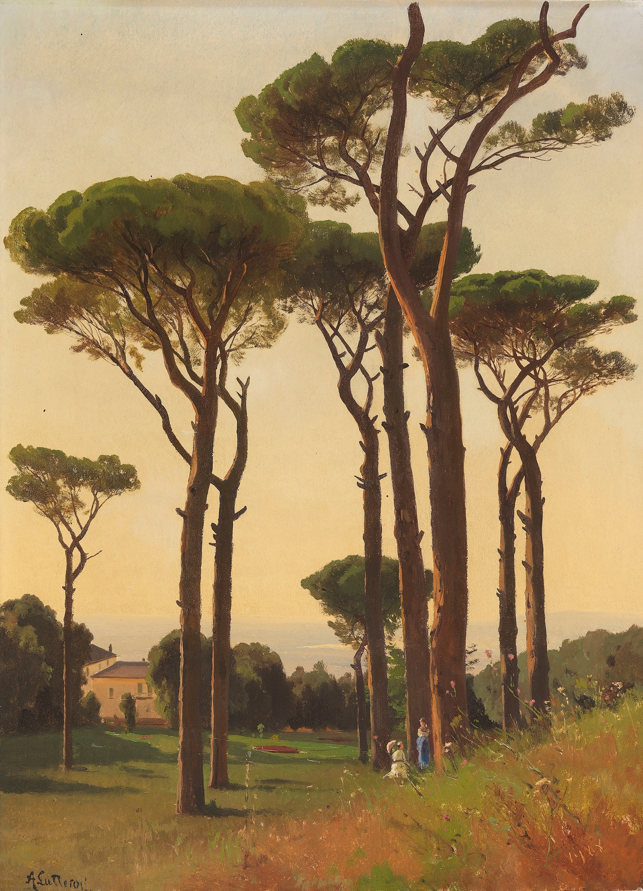 Italienischer Pinienhain am Meer (Ölstudie), by Ascan Lutteroth, public domain