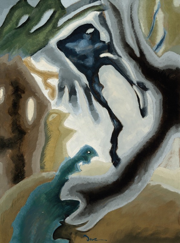 Barnyard Fantasy by Arthur Dove features a whimsical farm scene with vibrant colors.