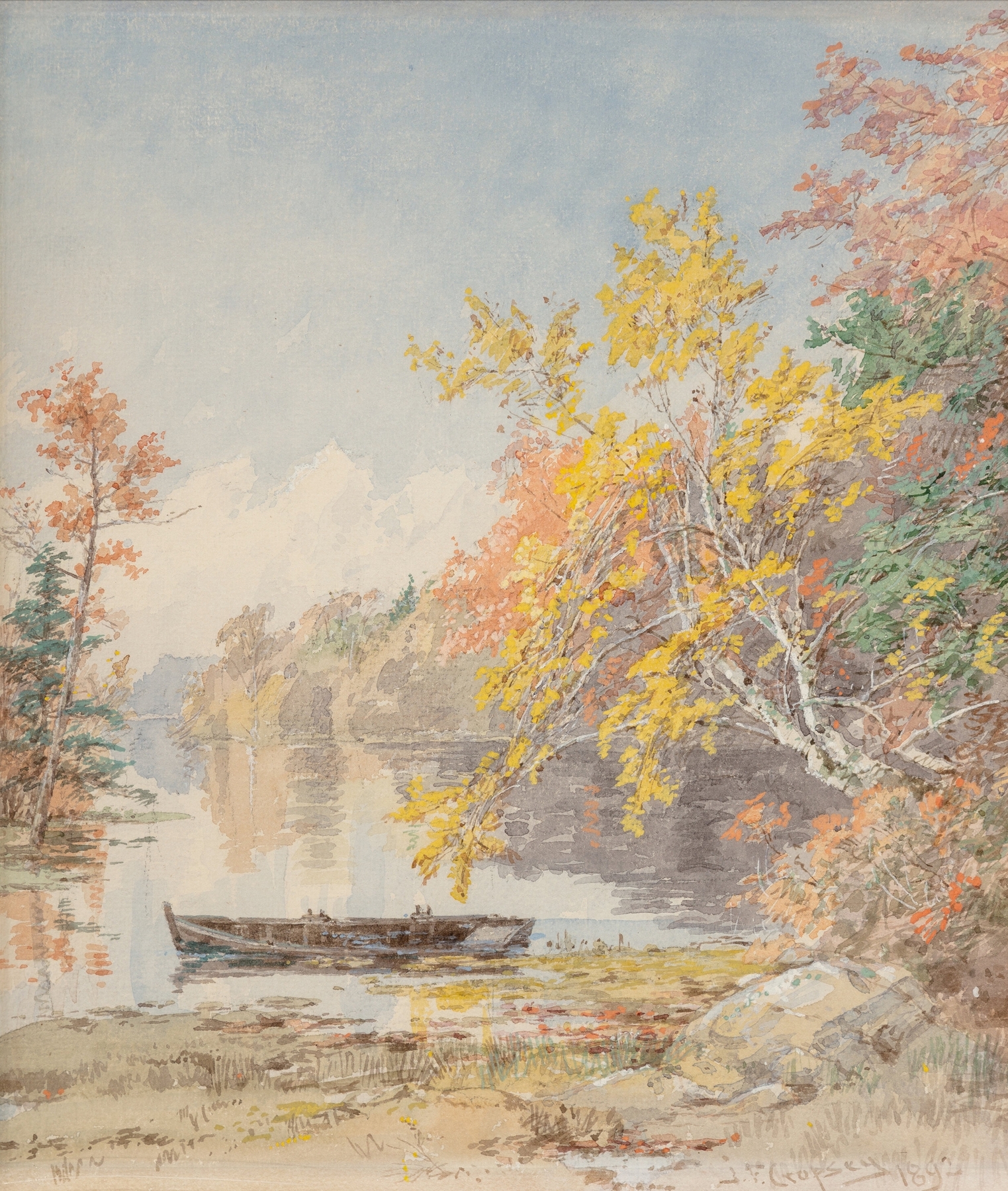 Autumn on the Lake, by Jasper Francis Cropsey, public domain