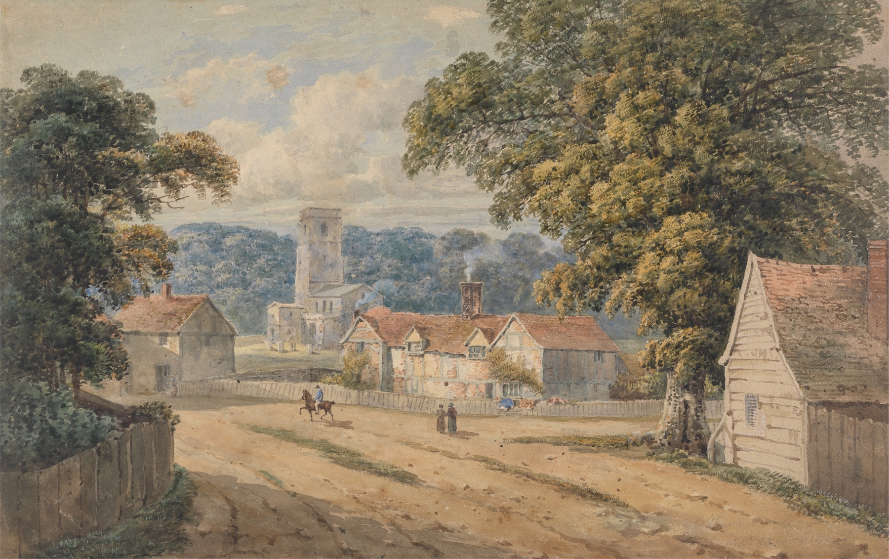 The Village of Aldbury, Hertfordshire, oil on canvas by George Shepheard