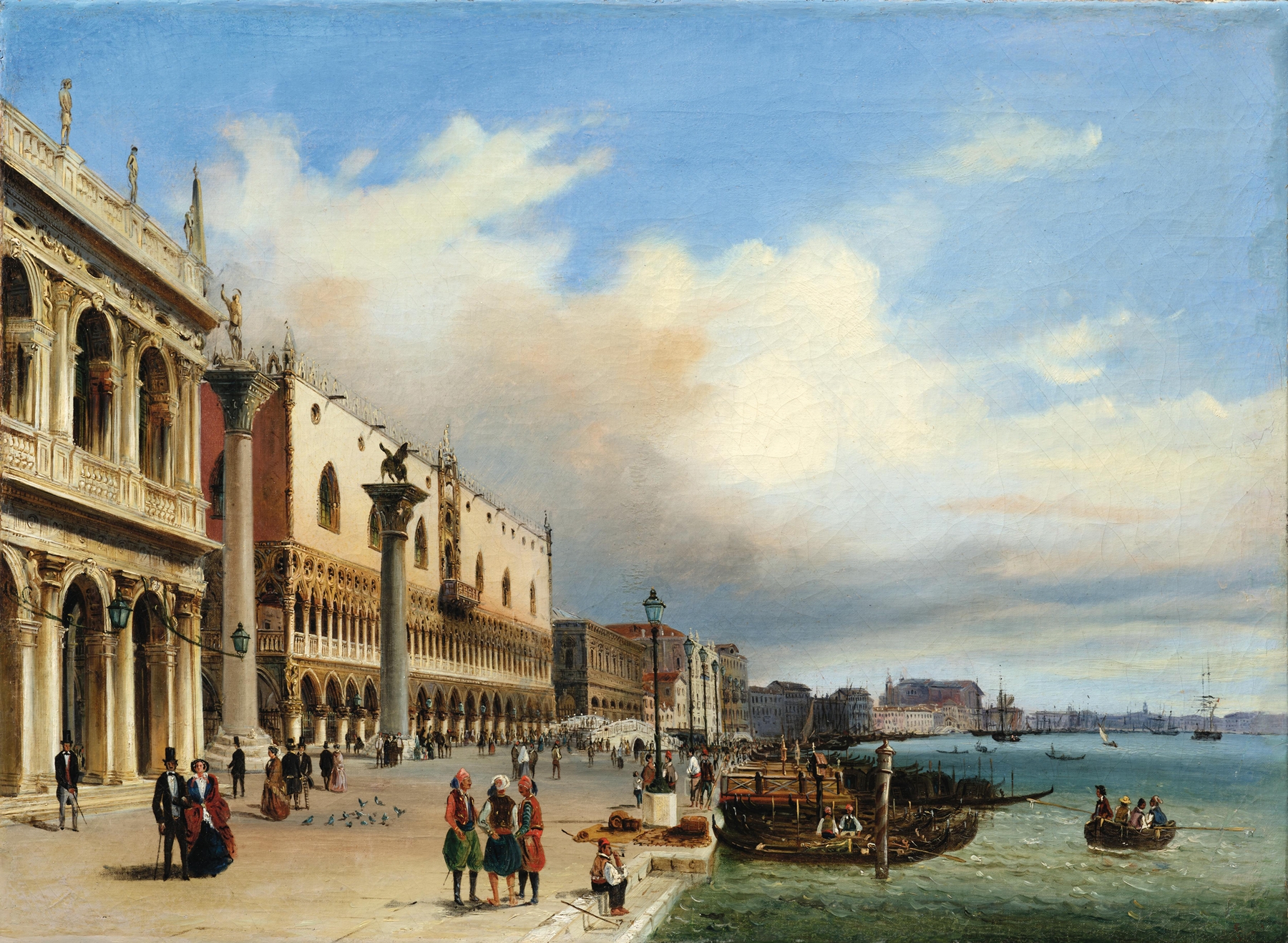 Venice landscape with the Doge’s Palace, oil on canvas by Giovanni Grubas