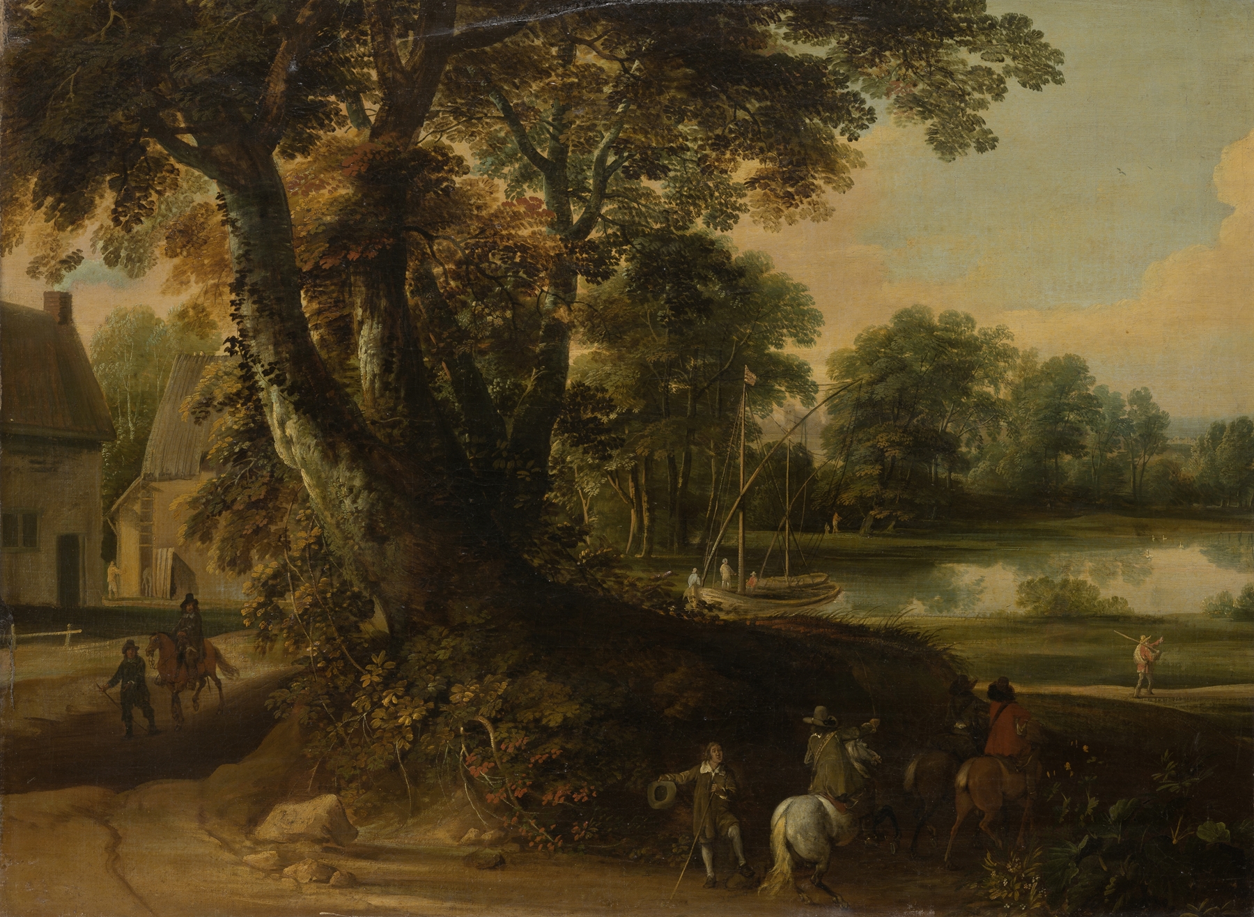 Landscape with a Group of Trees at the Shore of a Lake, oil on canvas by Jacques d'Arthois