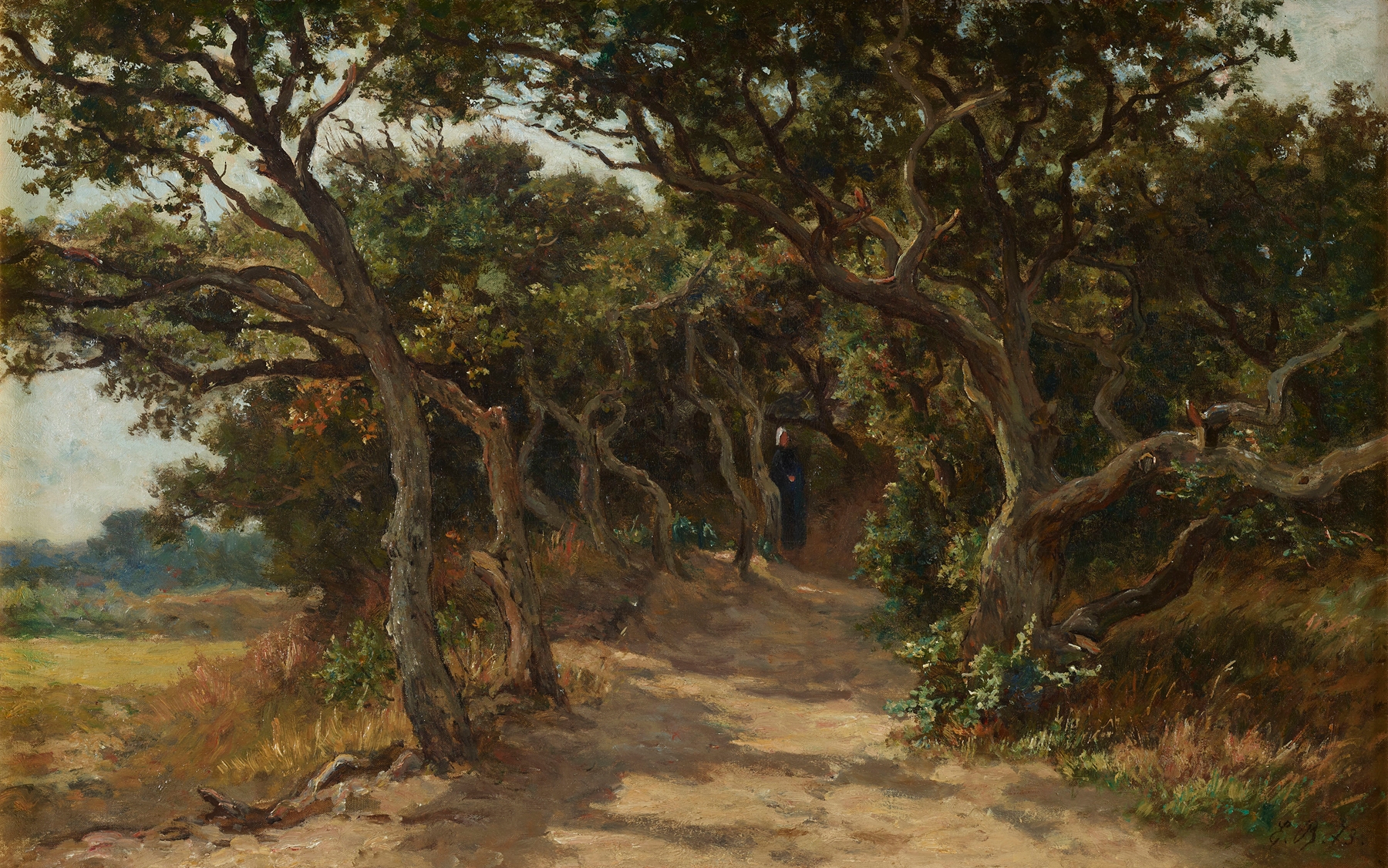 Landscape of Duinenbosjes in Domburg-Walcheren, oil on canvas by Euphrosine Beernaert