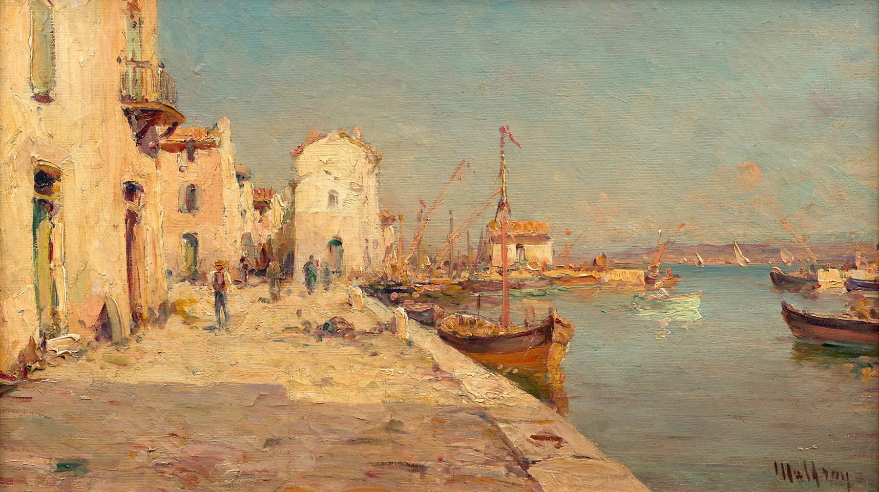 Vue du port de Martigues by Henry Malfroy, impressionism, depicting a harbor with sunlight on water.
