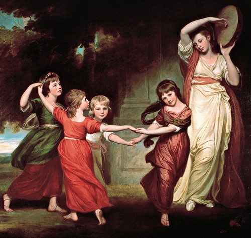 A portrait of the Gower family by George Romney, showcasing children in a serene setting.