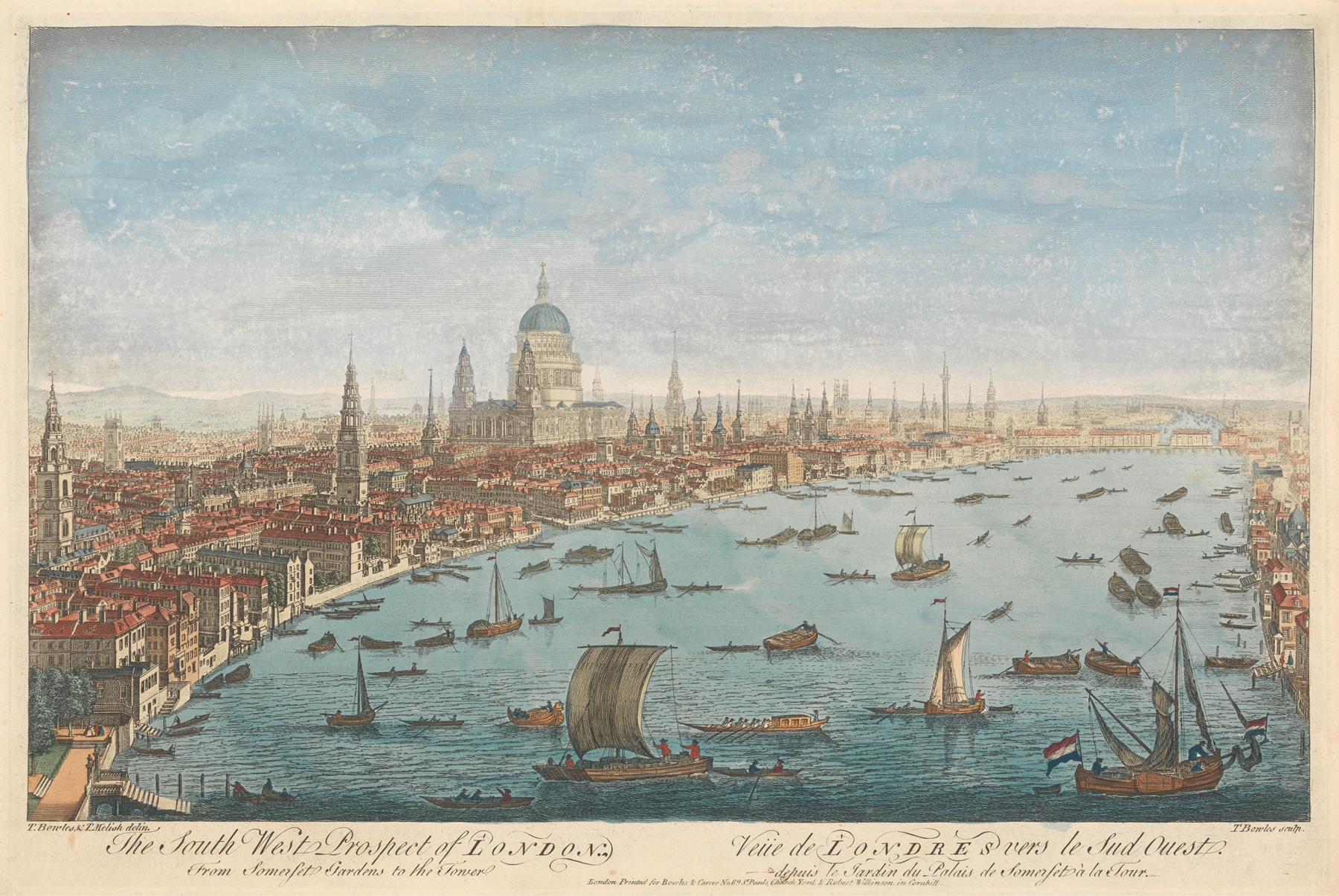 Landscape depicting dawn over London with mist, by Thomas Bowles III