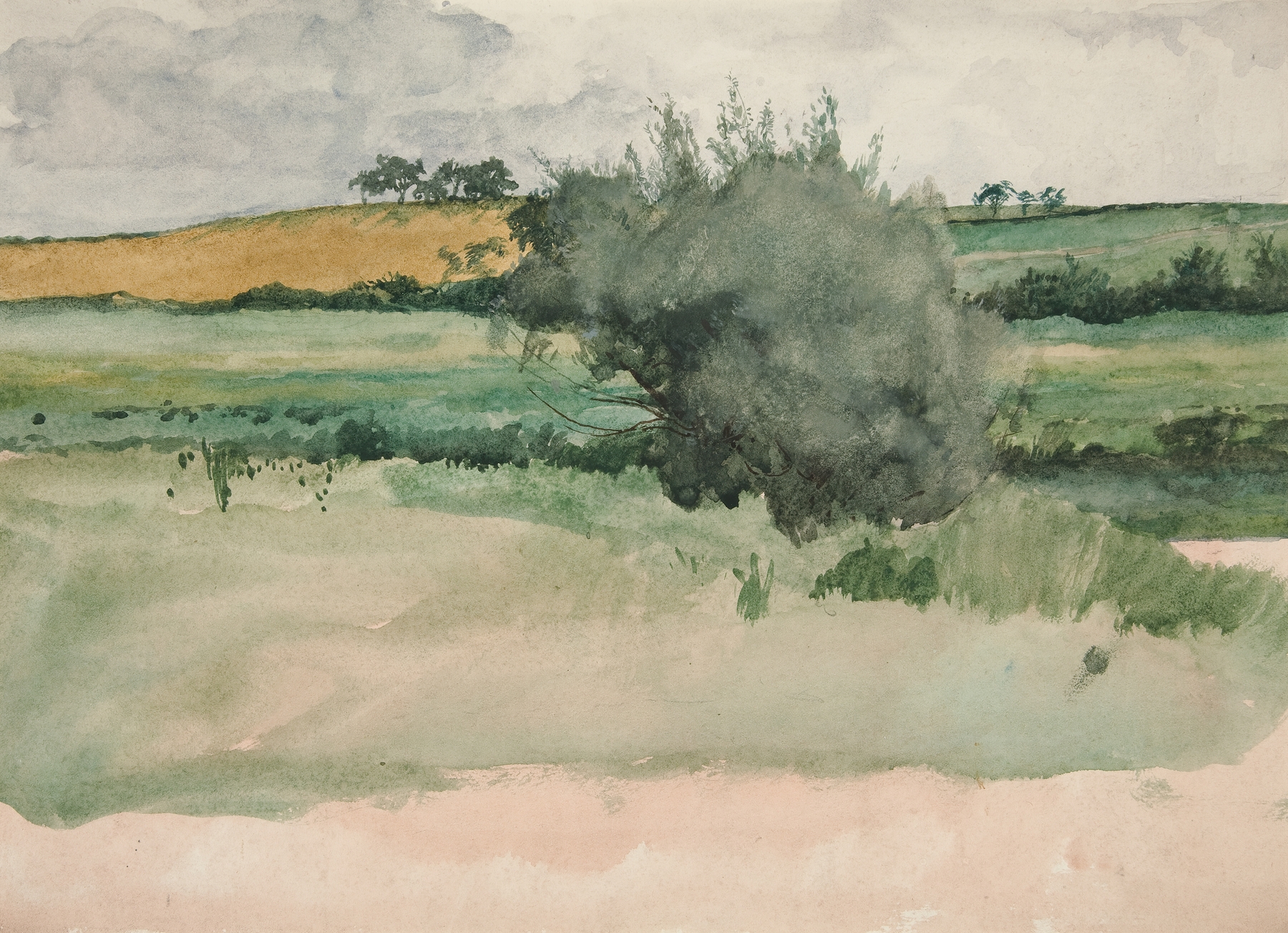 Landscape – Fields, by Edwin Austin Abbey, public domain