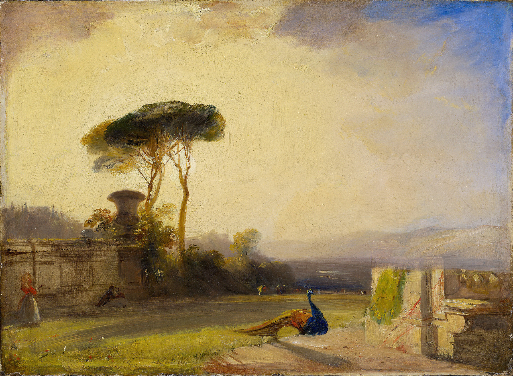 Oil painting by Richard Parkes Bonington depicting a villa surrounded by greenery near Florence