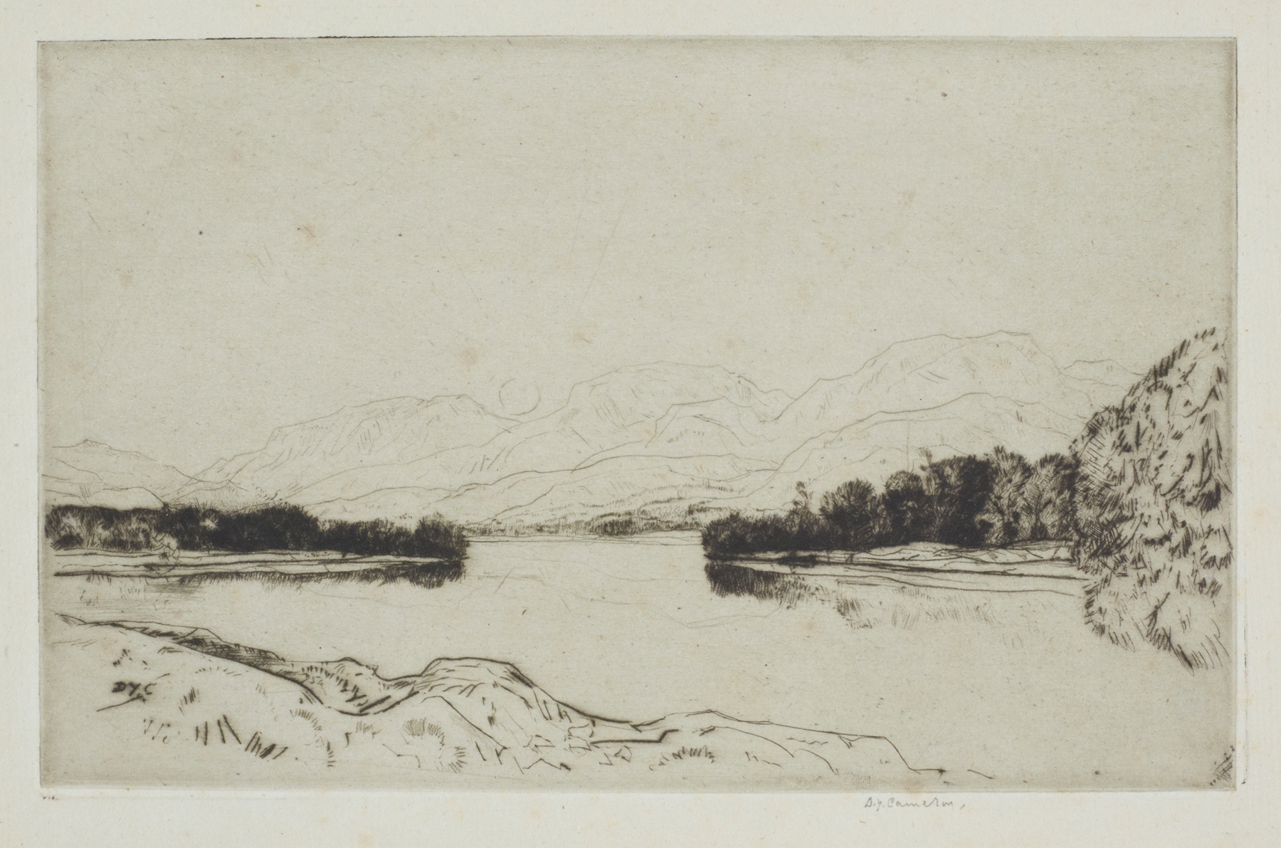 Lake of Monteith by David Young Cameron, impressionism, serene landscape