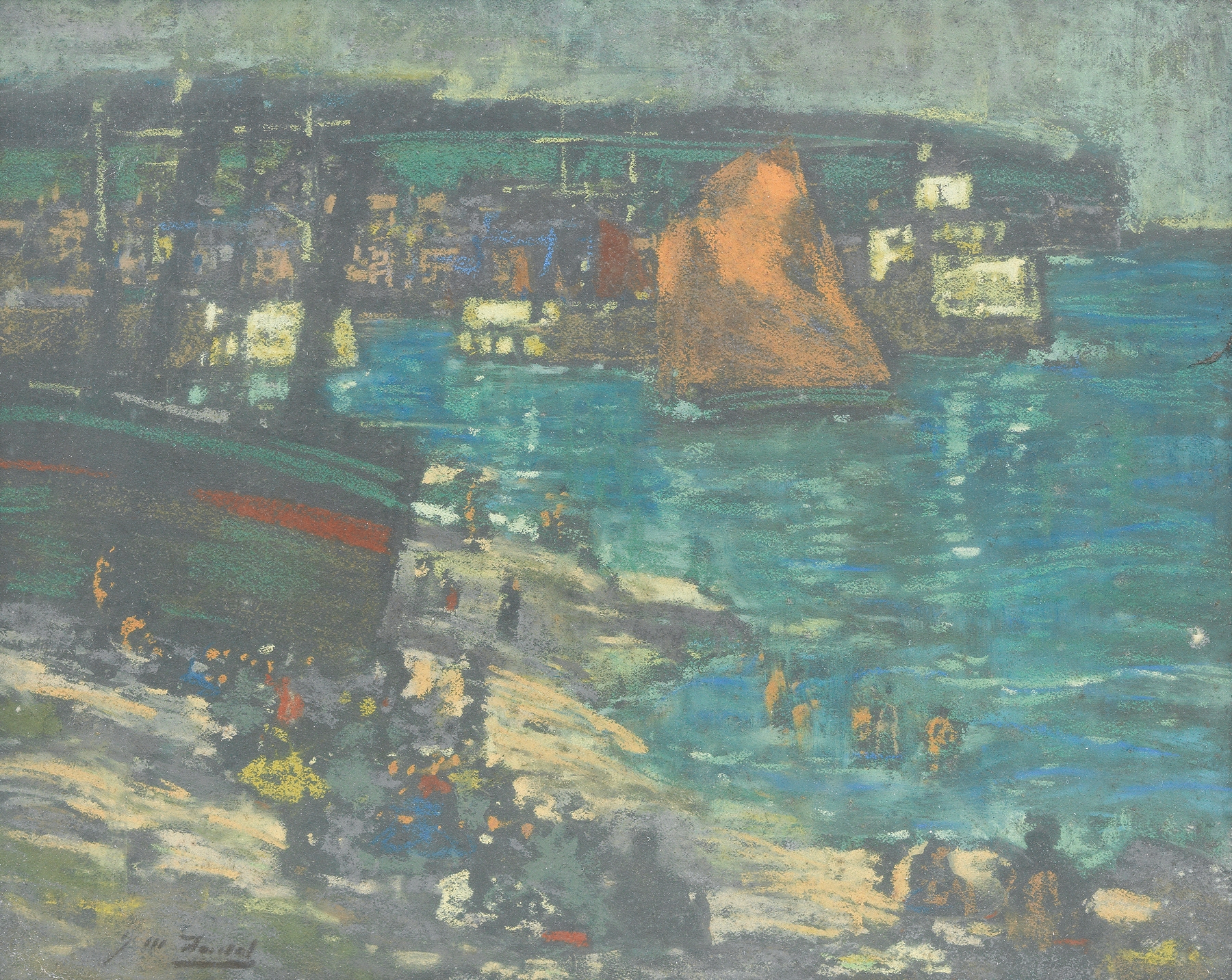 On the beach, Arbroath by James Watterston Herald, oil on canvas depicting a serene shoreline