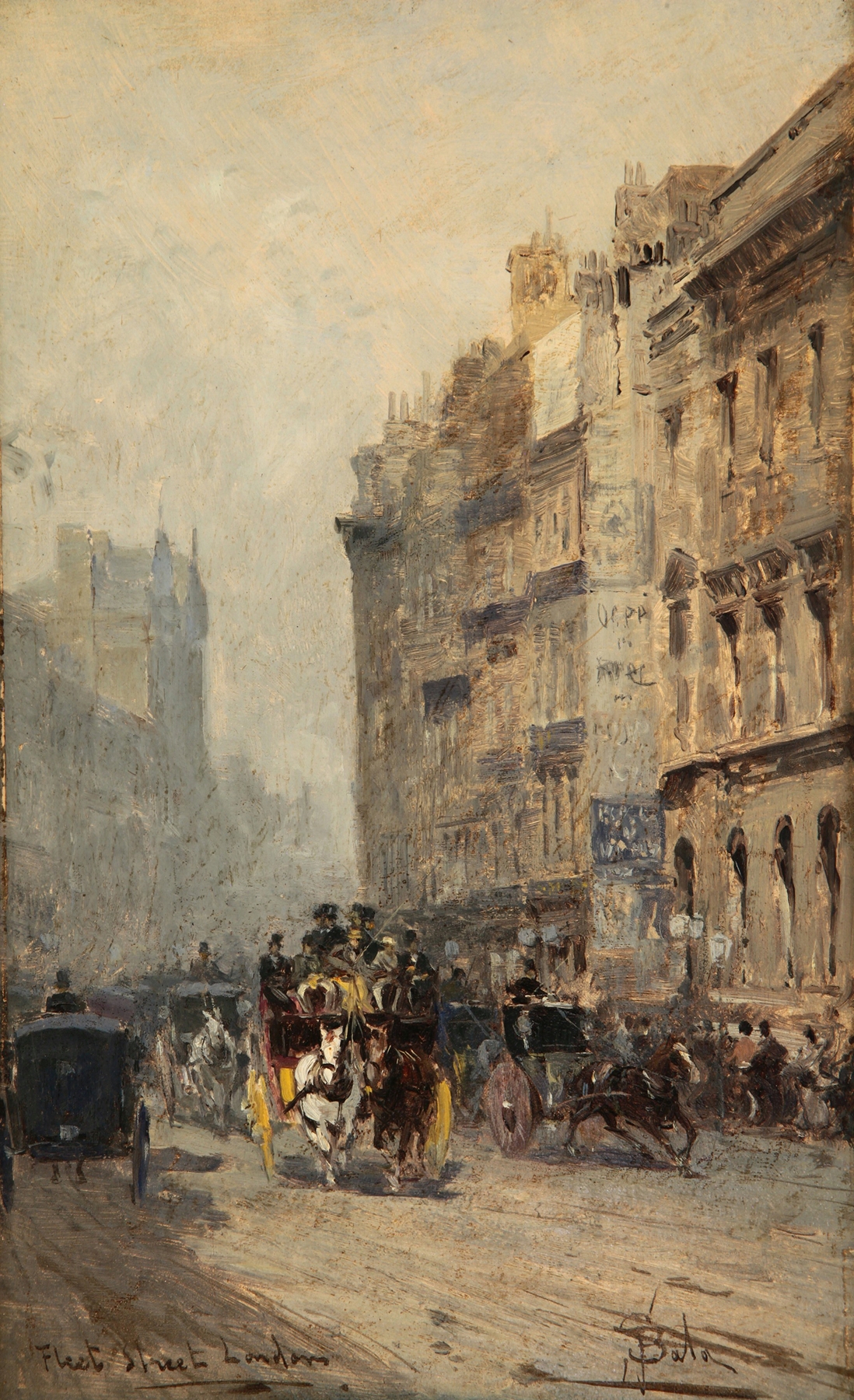 Genre scene depicting figures around a vendor's cart, oil painting by Paolo Sala