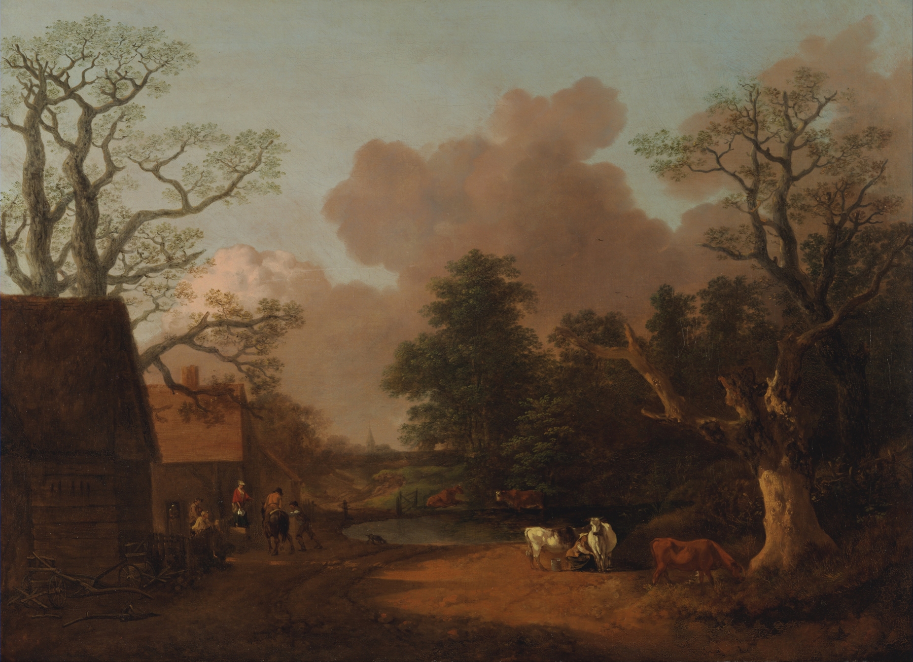 Landscape with Milkmaid, by Thomas Gainsborough, public domain