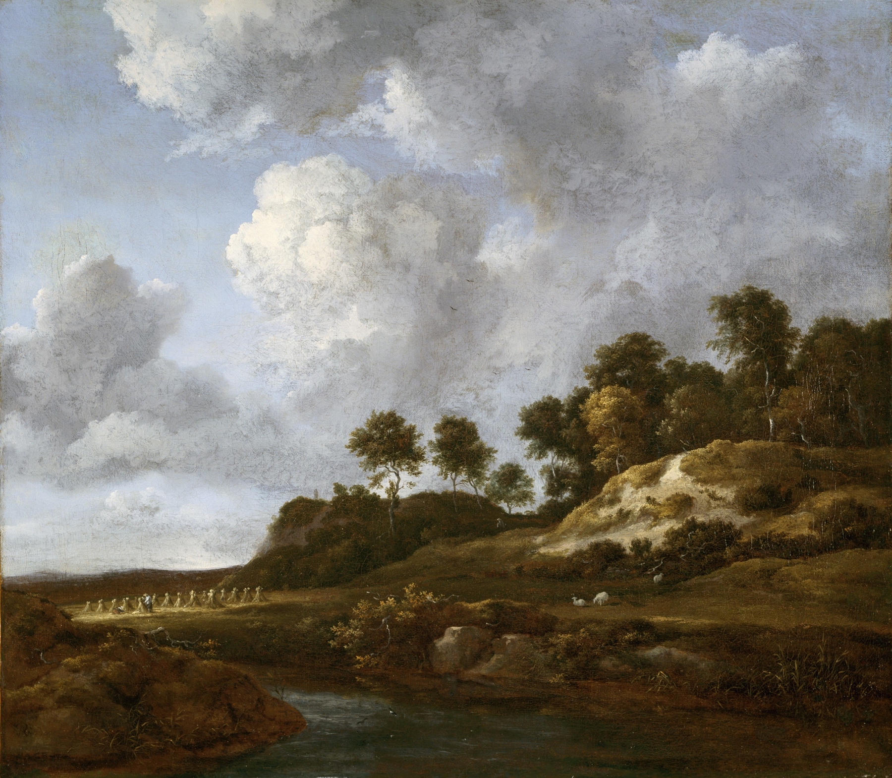 Landscape with Cornfields by Jacob van Ruisdael, oil painting depicting lush cornfields and a vast sky.