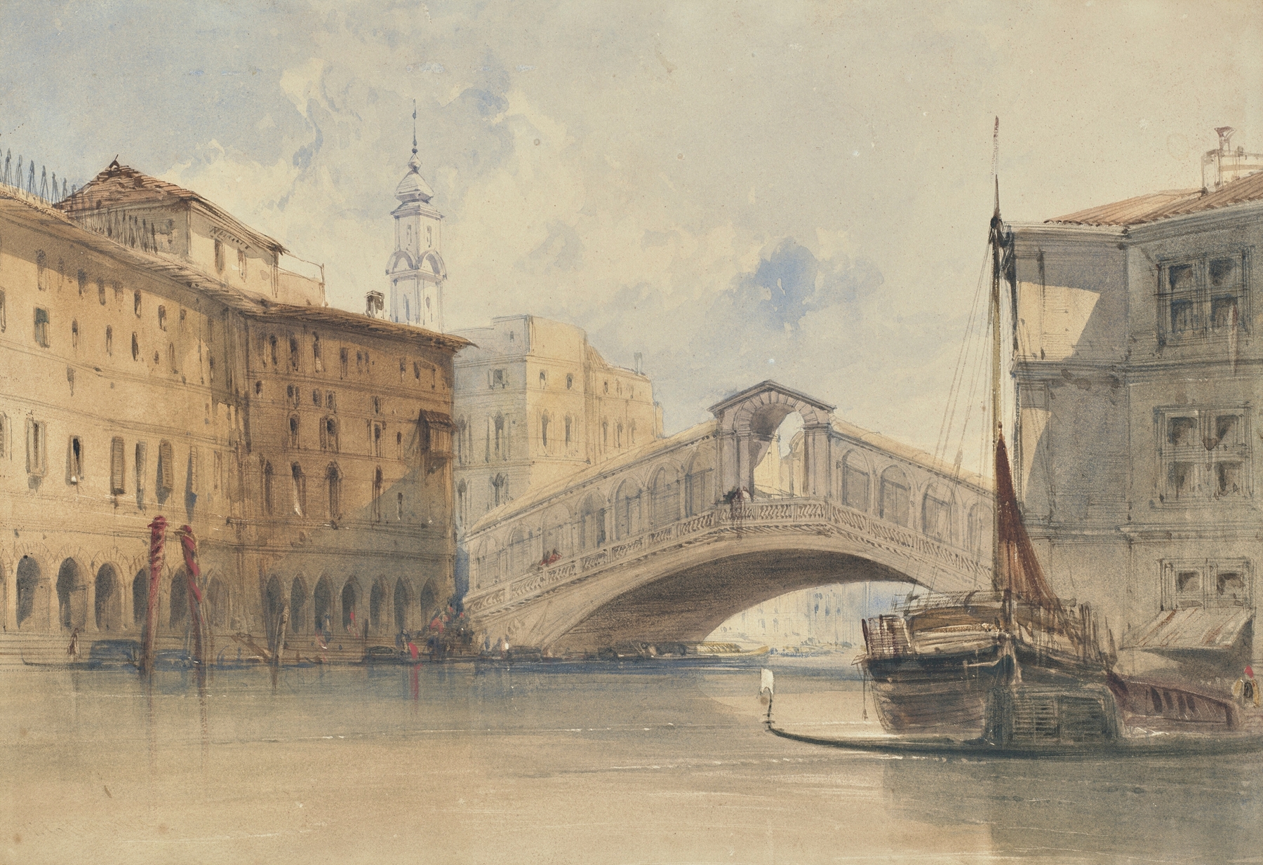 The Rialto Bridge, Venice, by William Callow, public domain