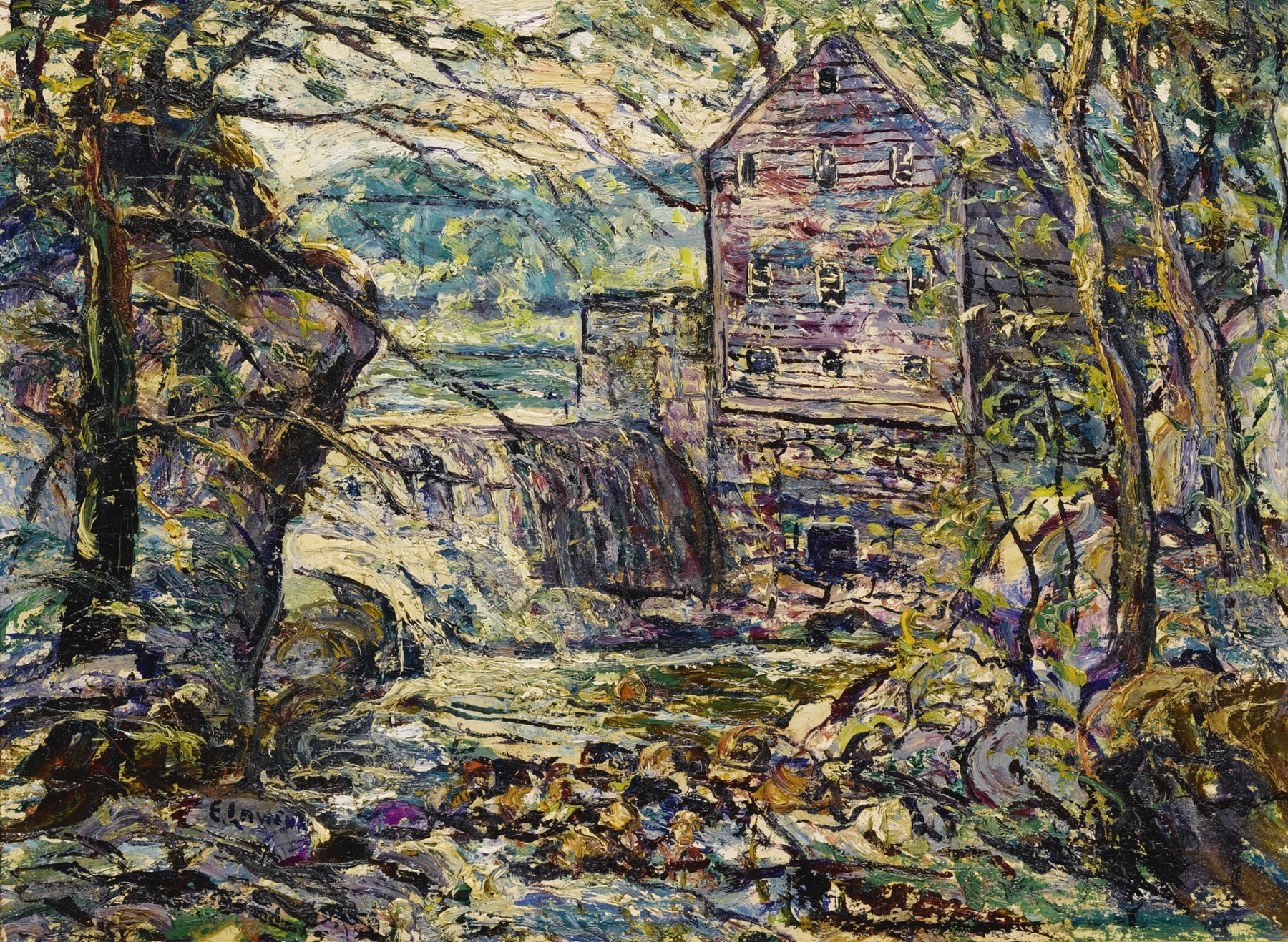 The Mill, by Ernest Lawson, public domain