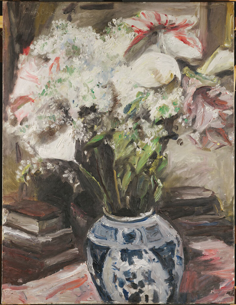 Amaryllis, Calla Lilies, and Lilacs, by Lovis Corinth, public domain