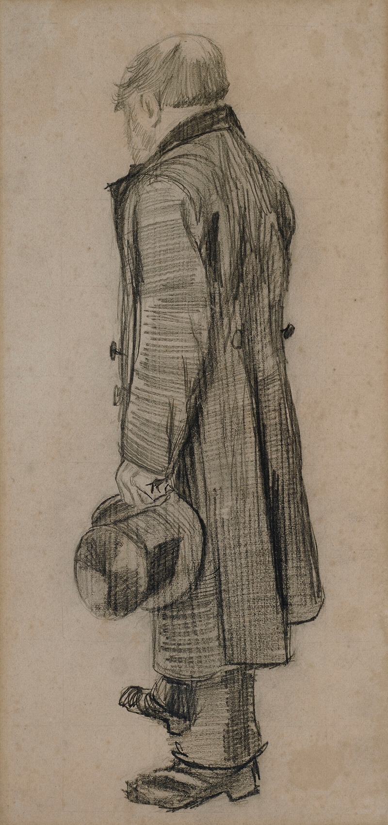 A portrait of a man with a top hat in his left hand by Vincent van Gogh.