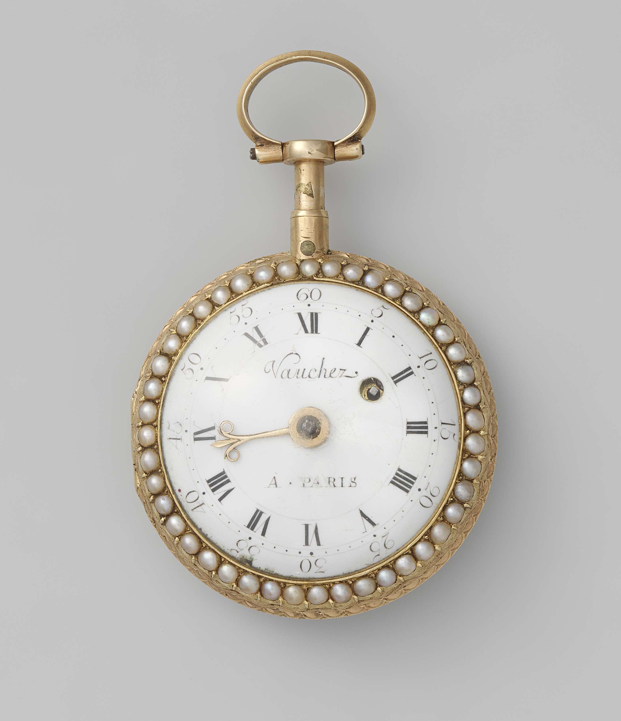 Repeating Watch by Firma Vaucher, metal, featuring intricate engravings and ornate design.