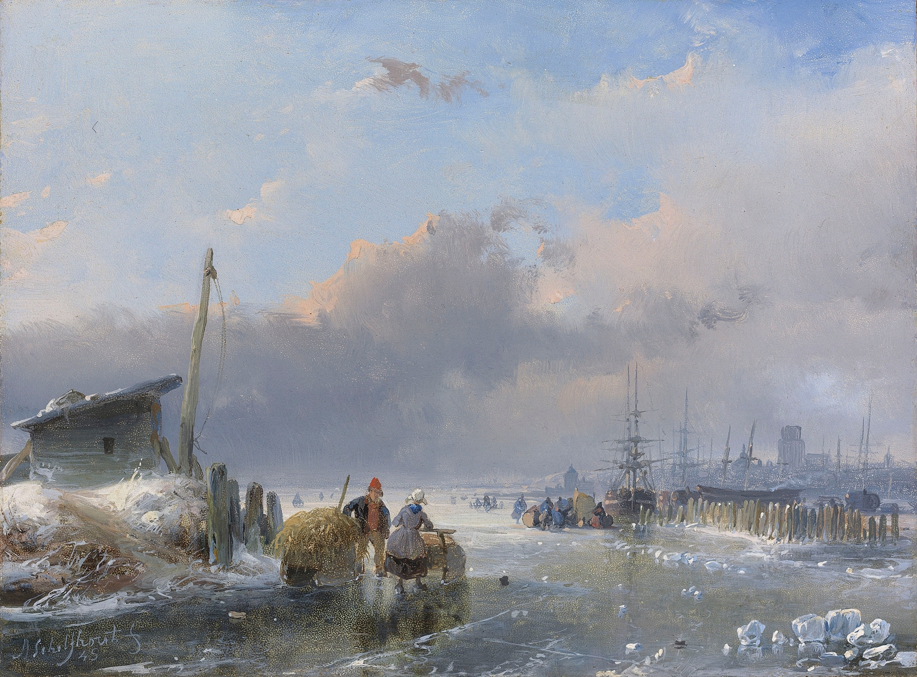 A view of Dordrecht in winter, by Andreas Schelfhout, public domain