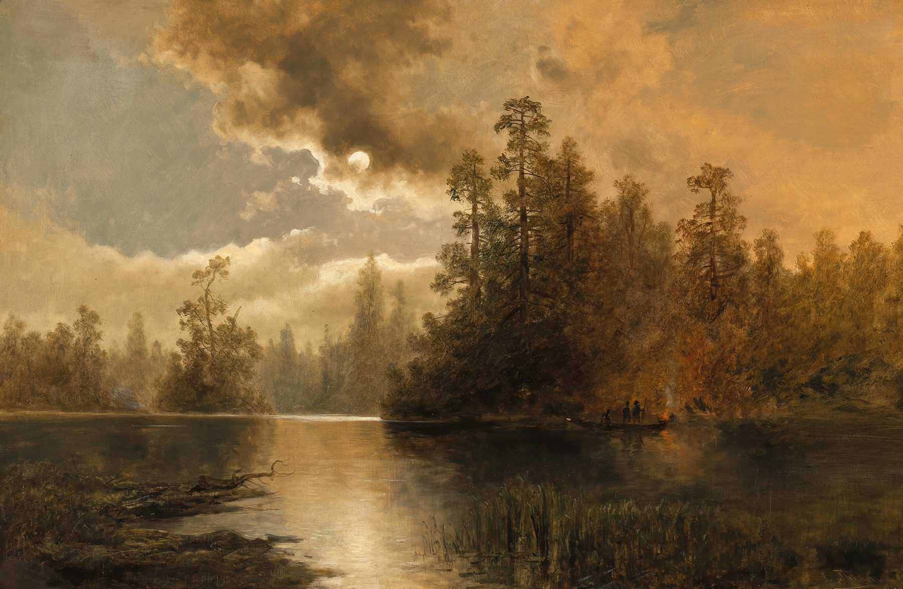 Fischernachen am See, by Josef Thoma, public domain