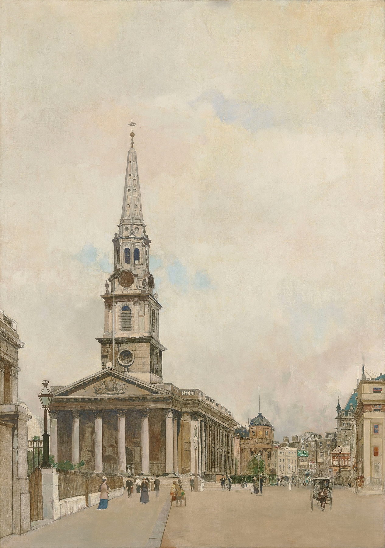 Genre scene of parishioners at St Martin-in-the-Fields, oil on canvas by James Kerr-Lawson