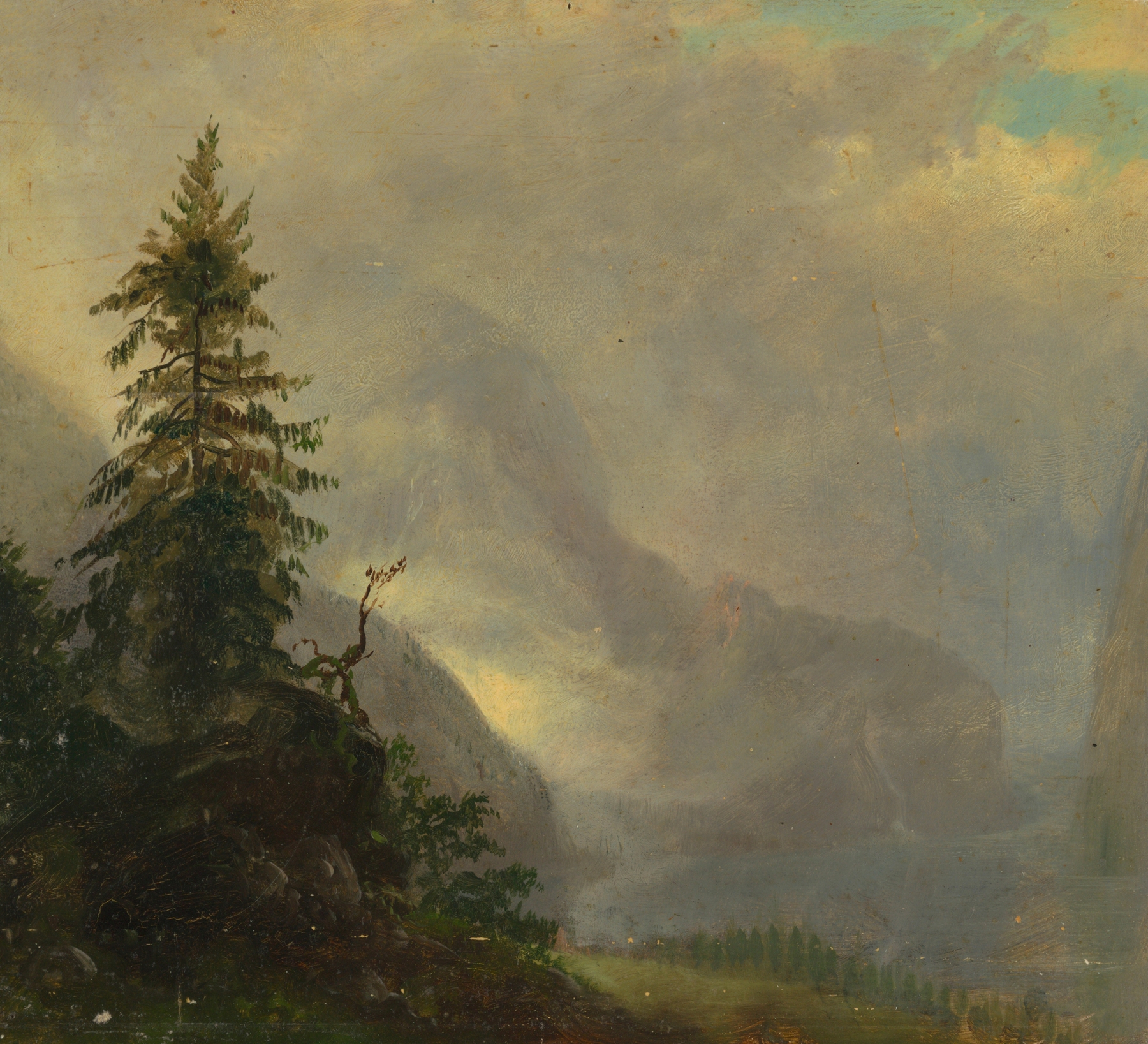 The Koenigsee, near Berchtesgaden, Bavaria by Frederic Edwin Church, oil painting of a serene lake and mountains.