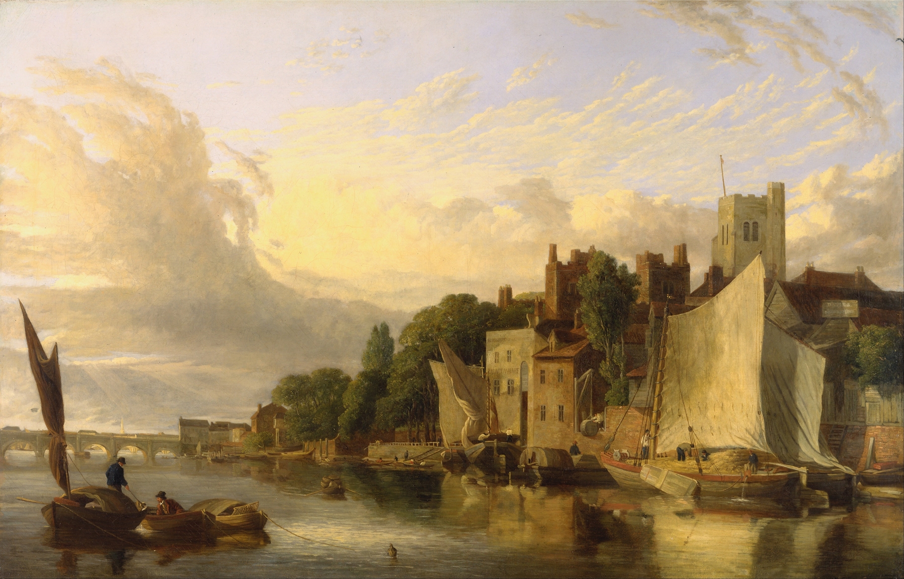 Lambeth from the River looking towards Westminster Bridge, oil on canvas by James Stark