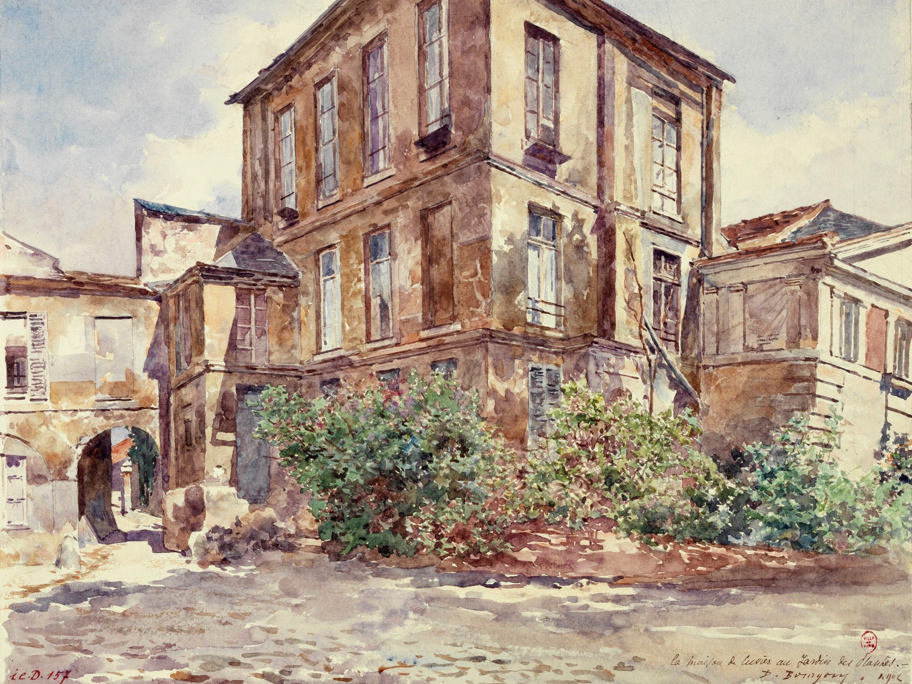 Architecture of Maison de Cuvier, oil on canvas by Marie-Désiré Bourgoin