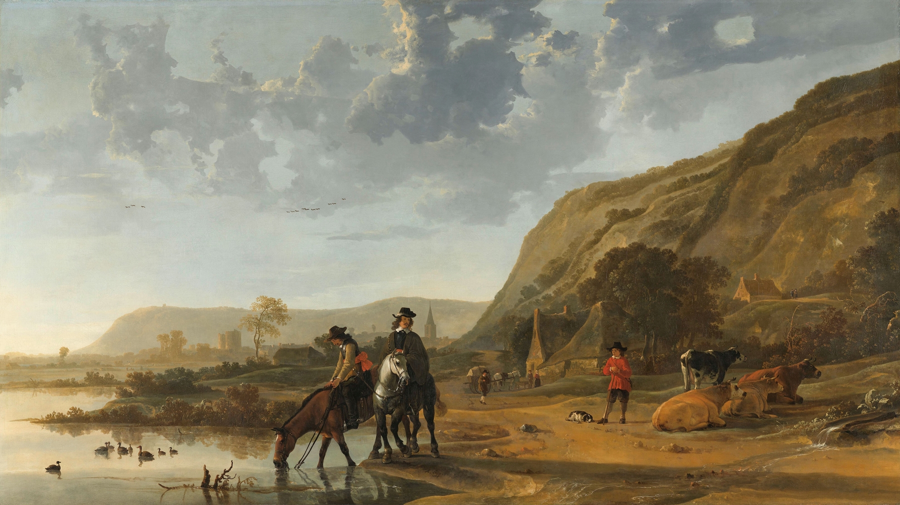 River Landscape with Riders, by Aelbert Cuyp, public domain