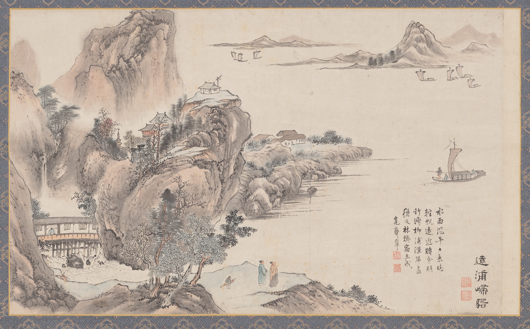Returning Sails off a Distant Shores, ink on paper by Tani Bunchō